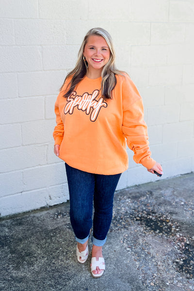 Spooky Graphic Sweatshirt, Orange