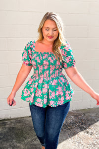 An Opening Act Floral Smocked Top