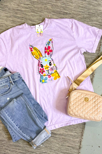 Floral Bunny Graphic Tee, Orchid