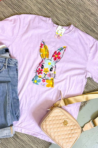Floral Bunny Graphic Tee, Orchid