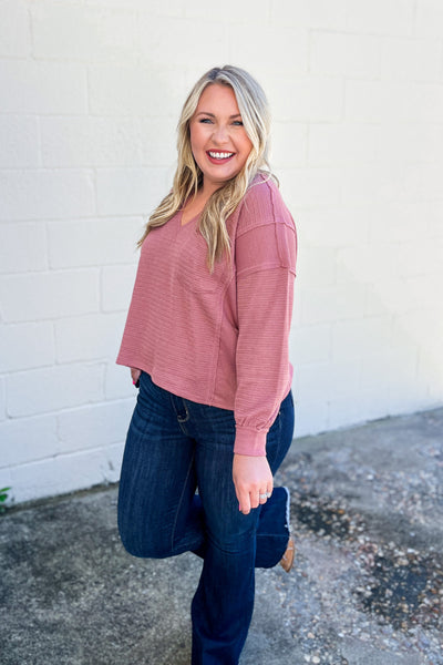 Charming and Chic Top, Dusty Rose