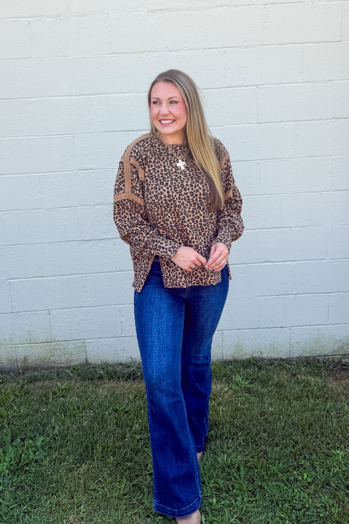 Leopard Pullover Contrast Top