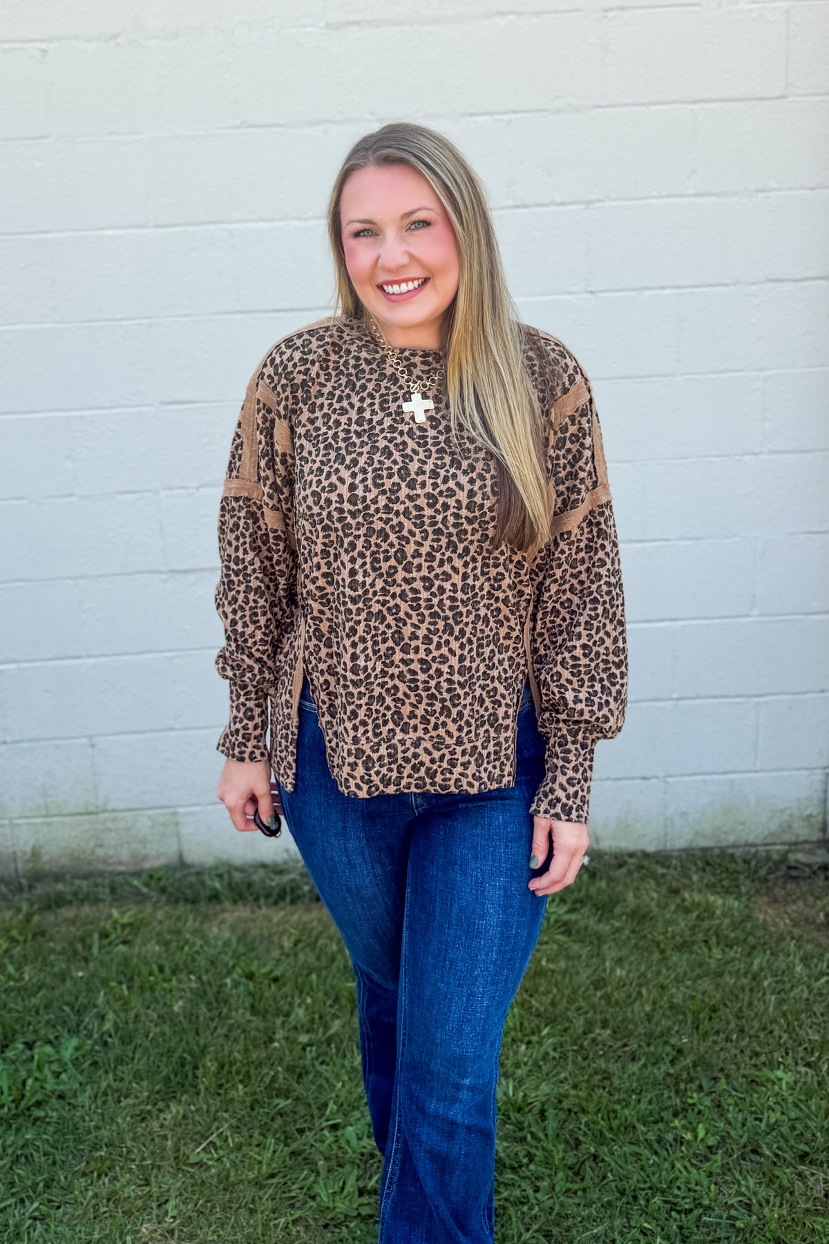 Leopard Pullover Contrast Top