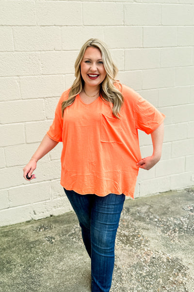 DEAL | Shirley V-neck Top, Neon Coral