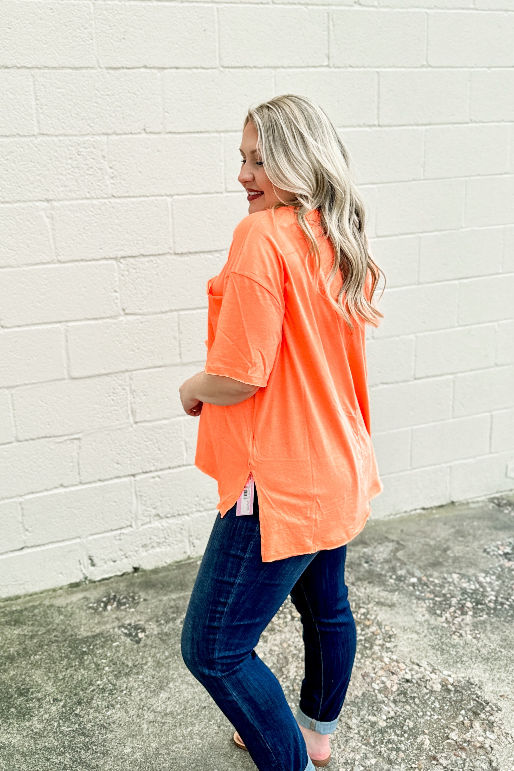 DEAL | Shirley V-neck Top, Neon Coral