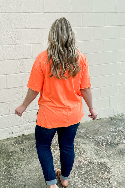DEAL | Shirley V-neck Top, Neon Coral