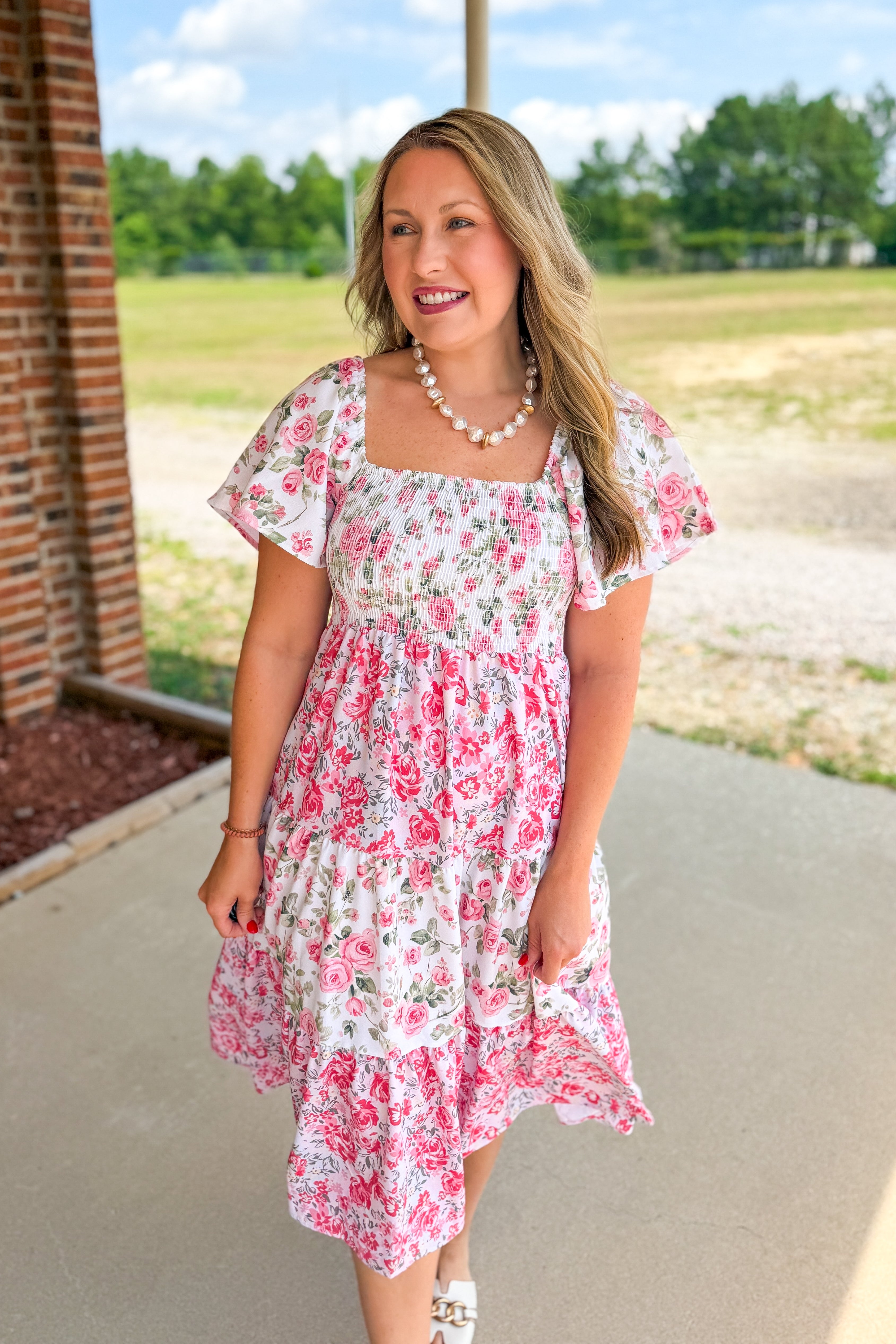 Blushing Petals Color Block Maxi Dress