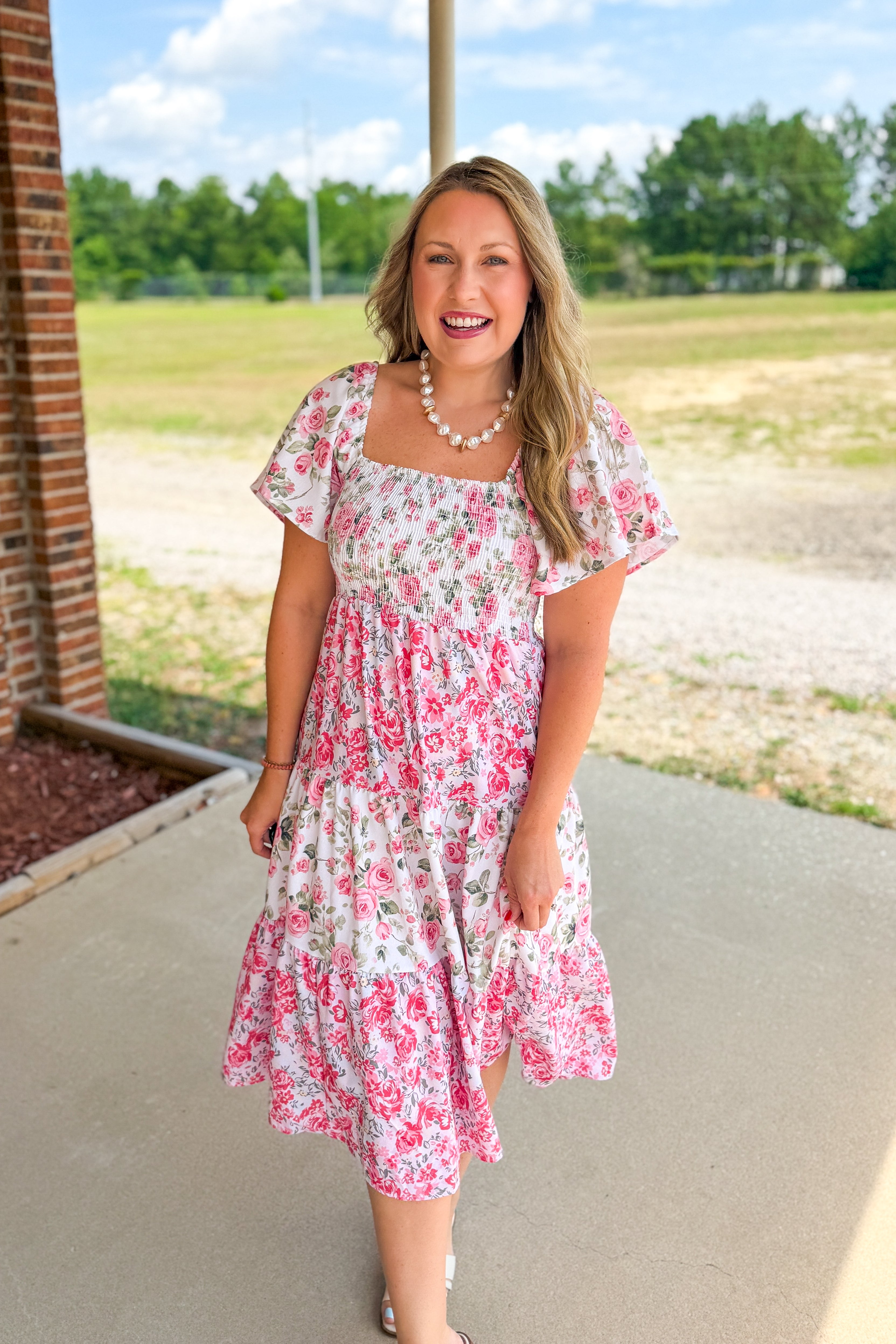 Blushing Petals Color Block Maxi Dress