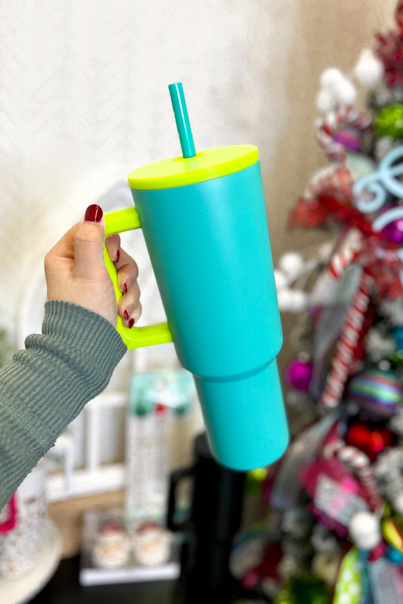 40oz Trek Tumbler, Teal/Lime Green