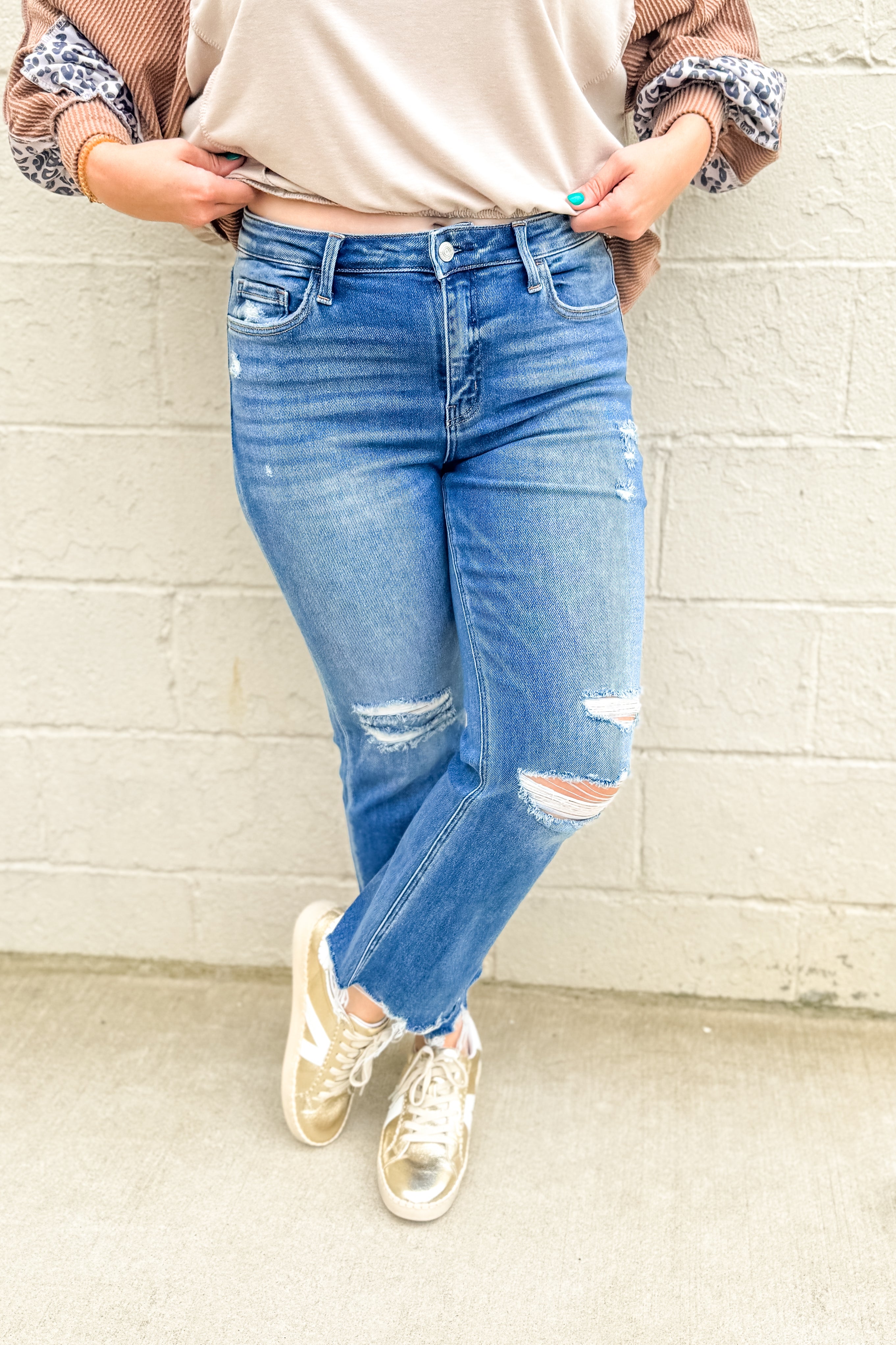 Lovervet Juniper Distressed Kick Flare Jeans
