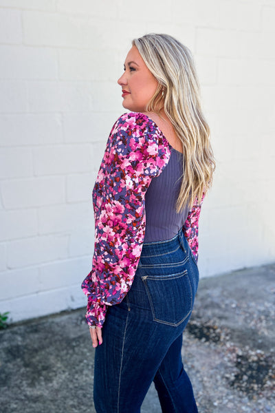 On My Own Floral Puff Sleeve Top