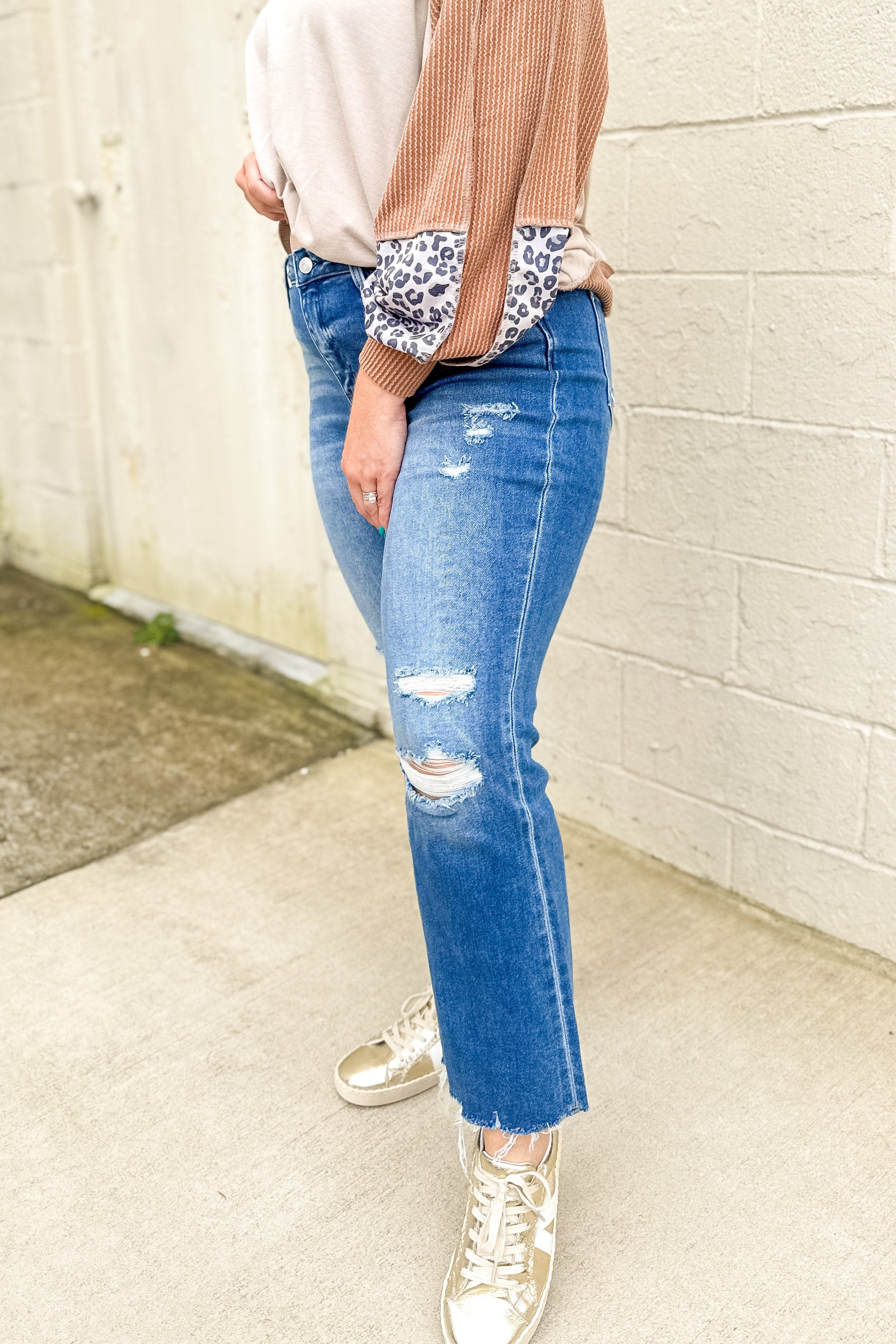 Lovervet Juniper Distressed Kick Flare Jeans