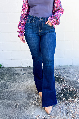 Judy Blue Martina Raw Hem High Rise Flare Jeans