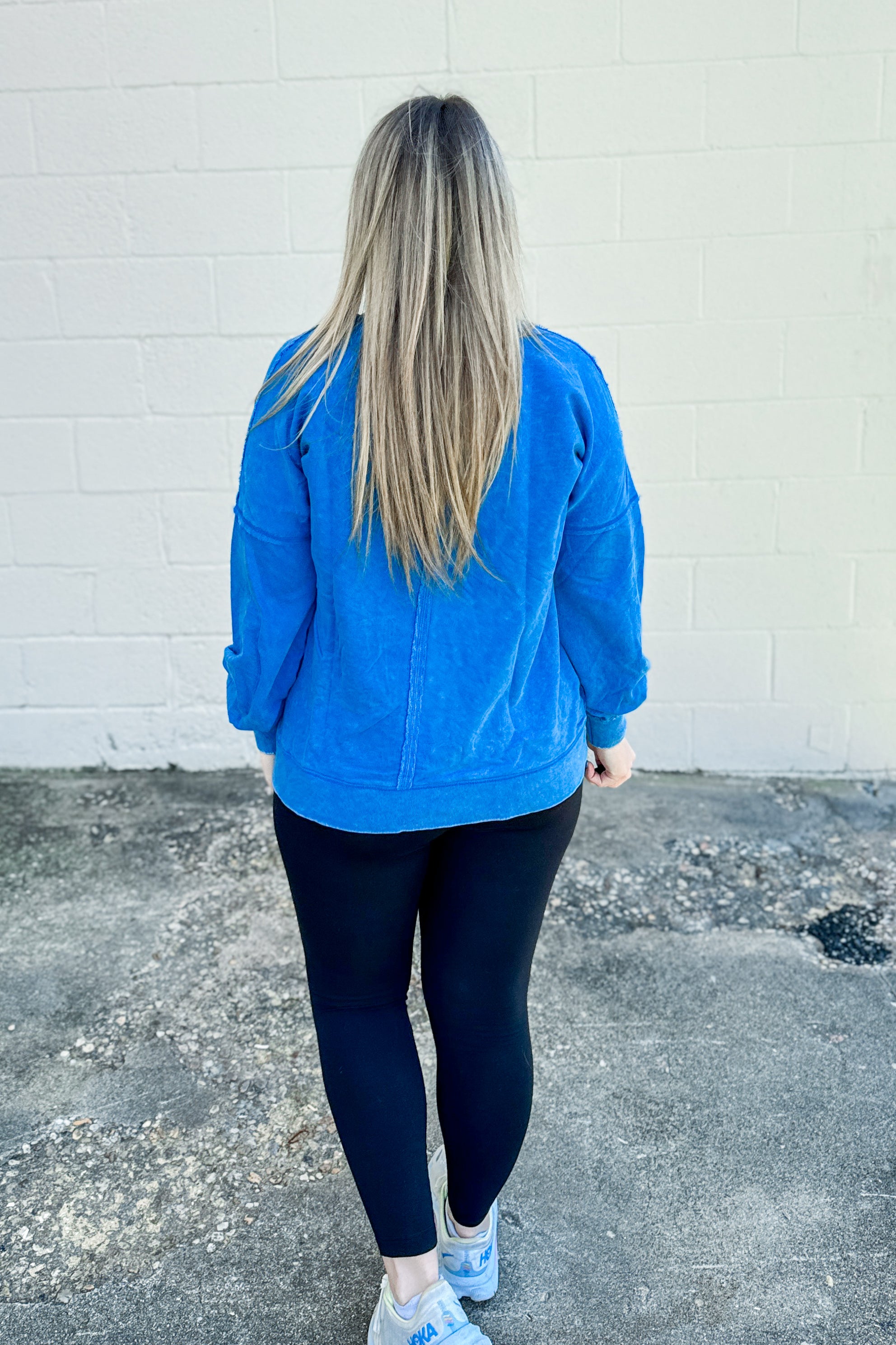 Chelsea Acid Wash Pullover Pocket Sweatshirt, Ocean Blue