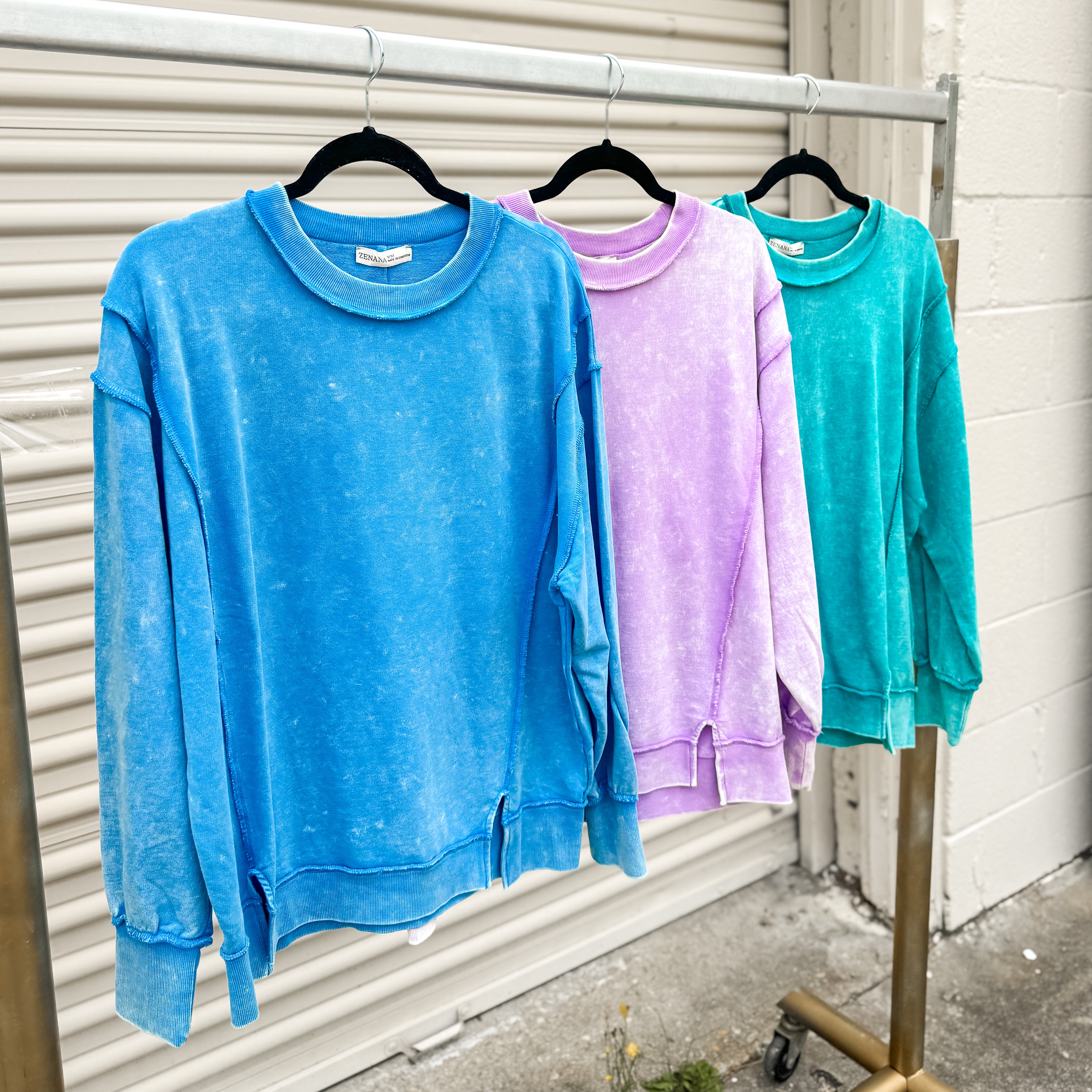 Everly Acid Wash Pullover Top, Deep Sky | Sew Southern Designs