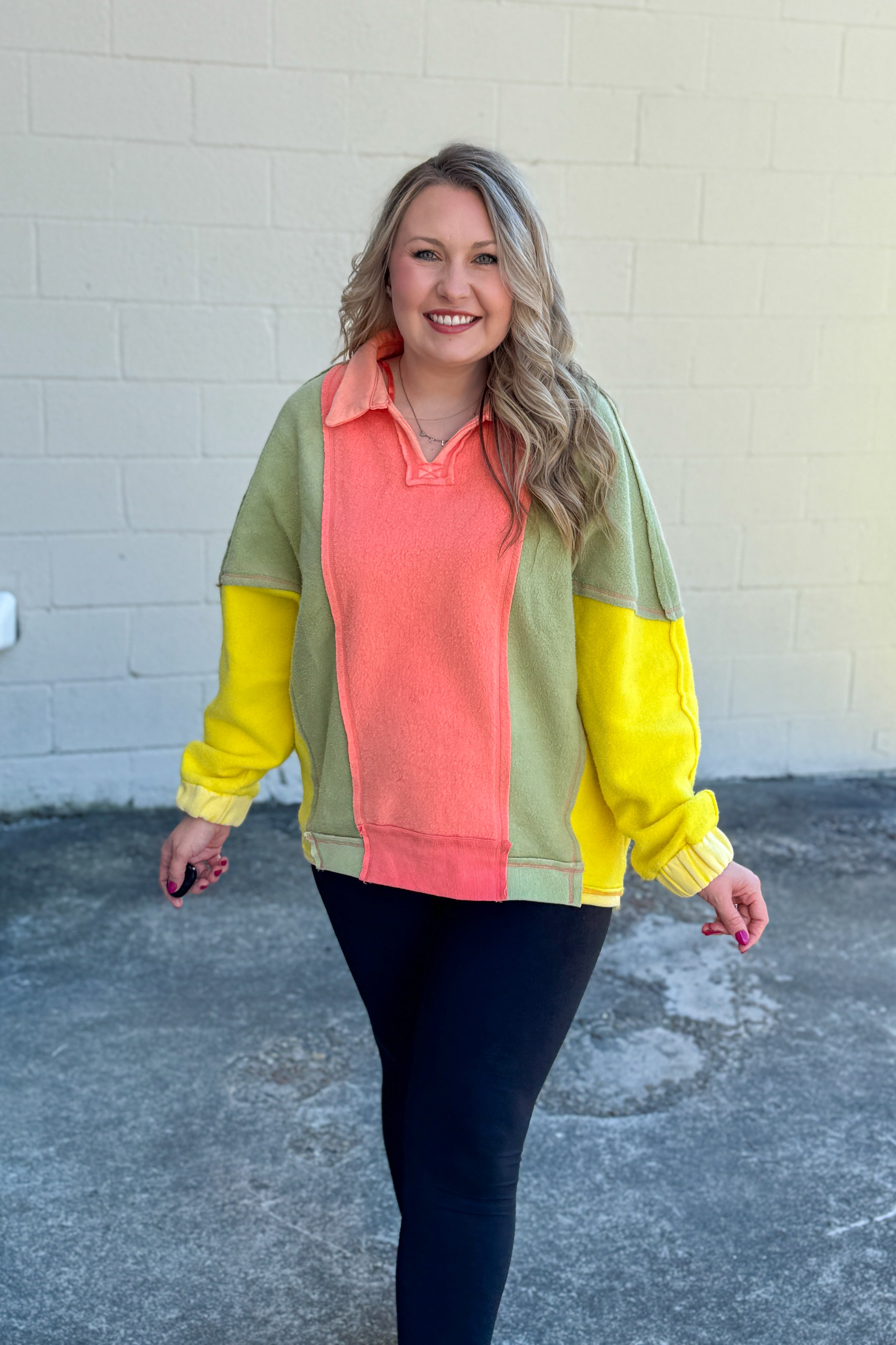 Off To The Slopes Color Block Pullover Top