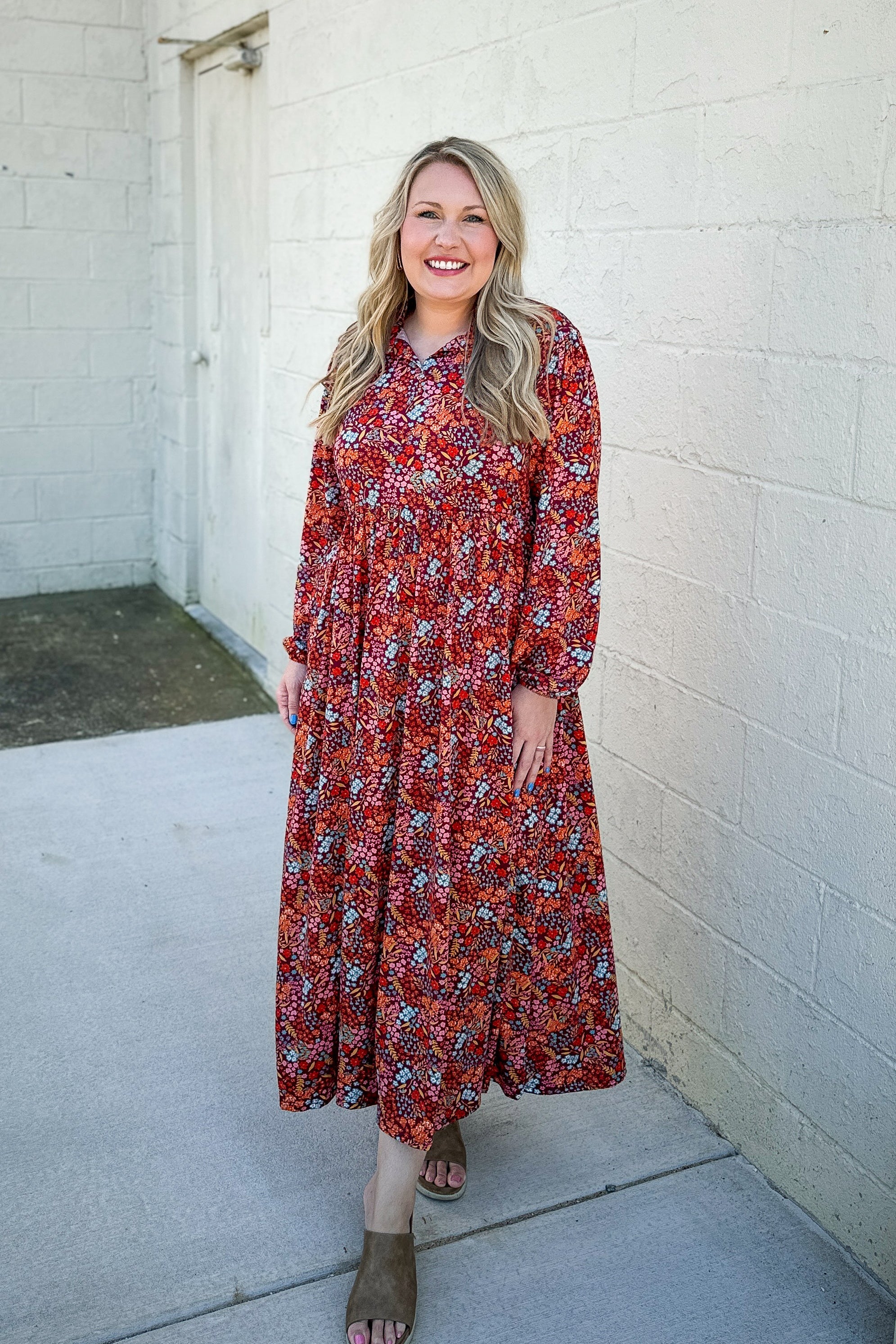 Fall Into Place Floral Maxi Dress