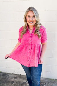 Time By Passing Button Top, Pink