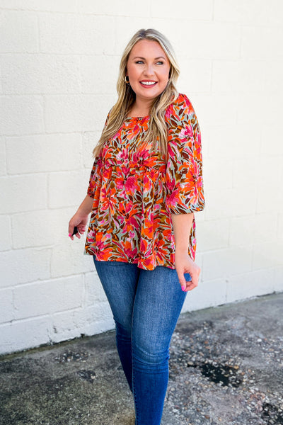 The Florals Of Fall Babydoll Top