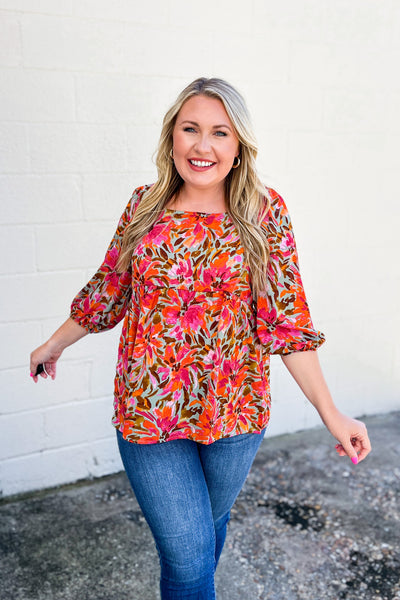The Florals Of Fall Babydoll Top
