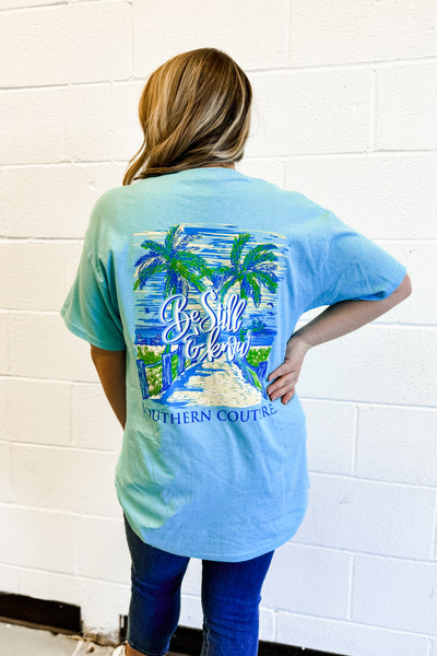 Be Still & Know Graphic Tee, Sky Blue