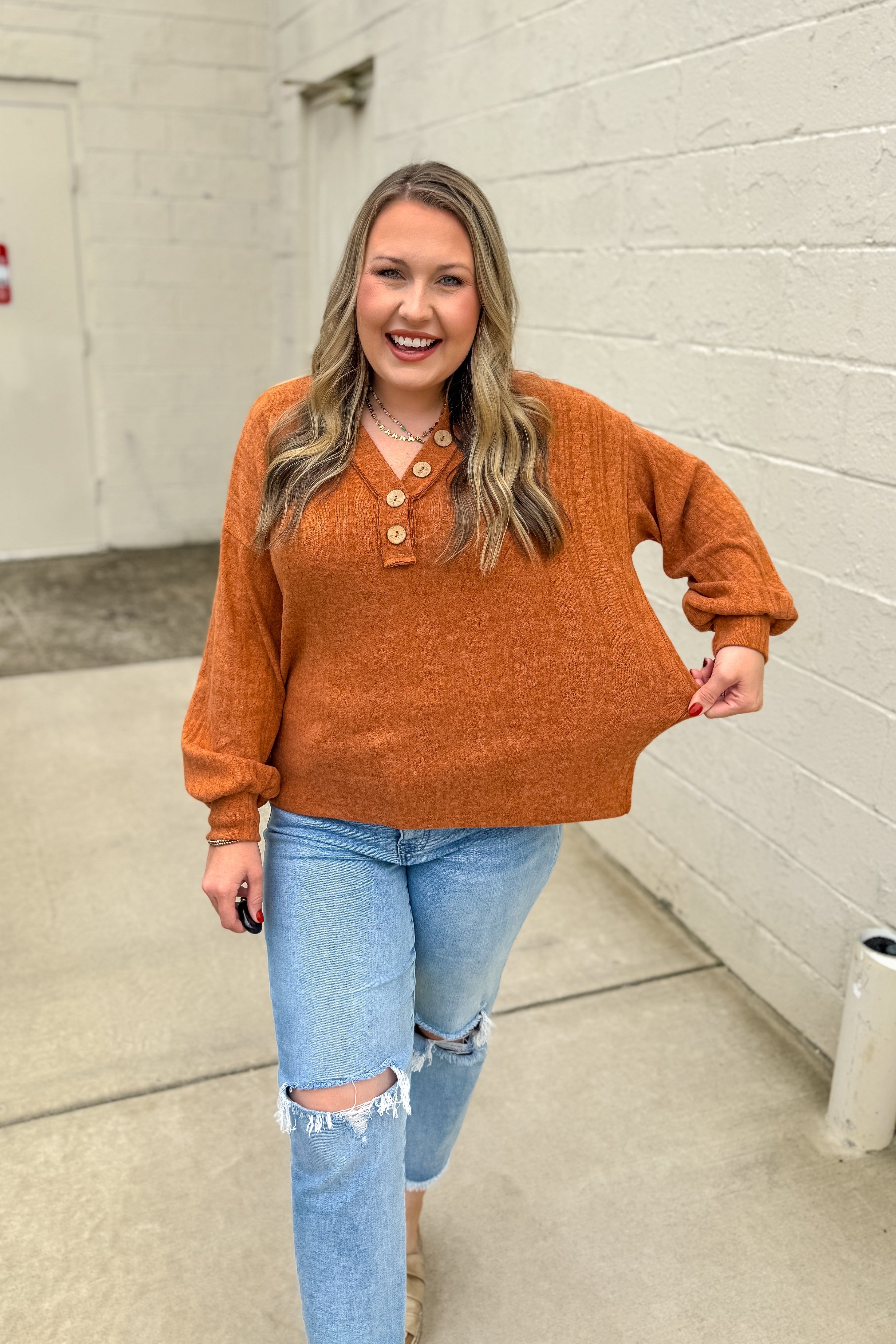 Rust Retreat Henley Top