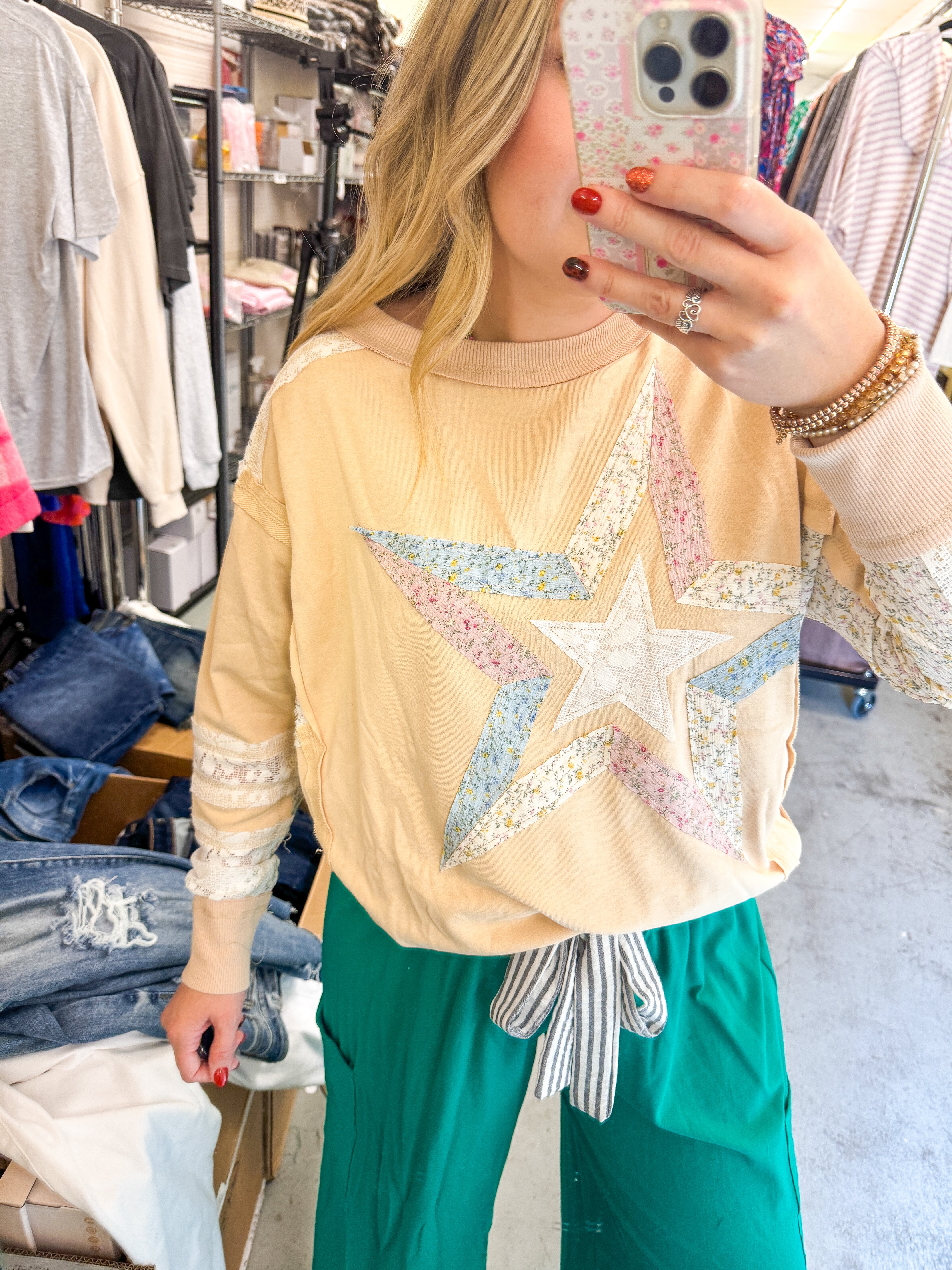 Starstruck Patchwork Pullover Top