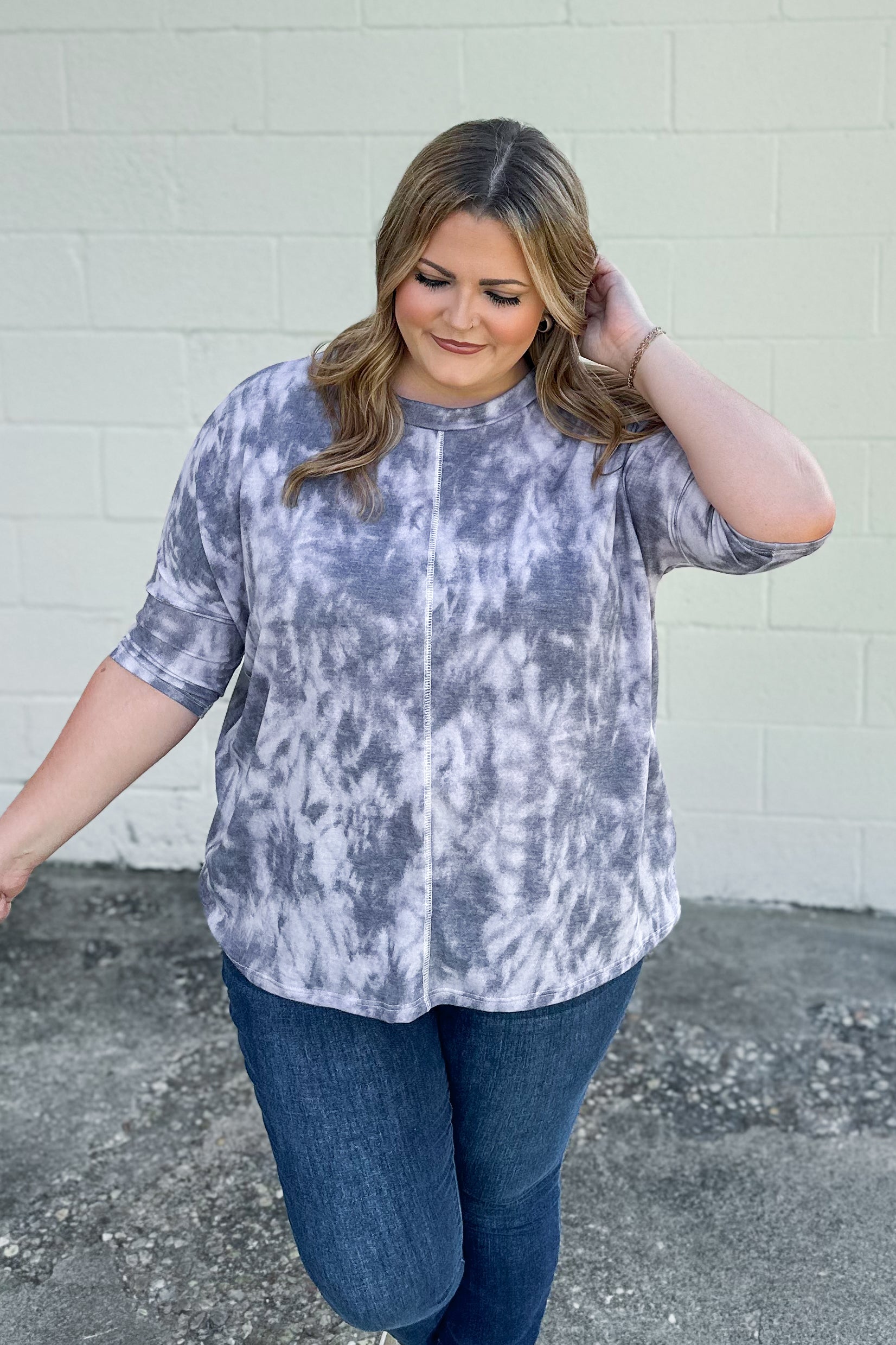 SALE | Mild Moments Tie Dye Top, Charcoal