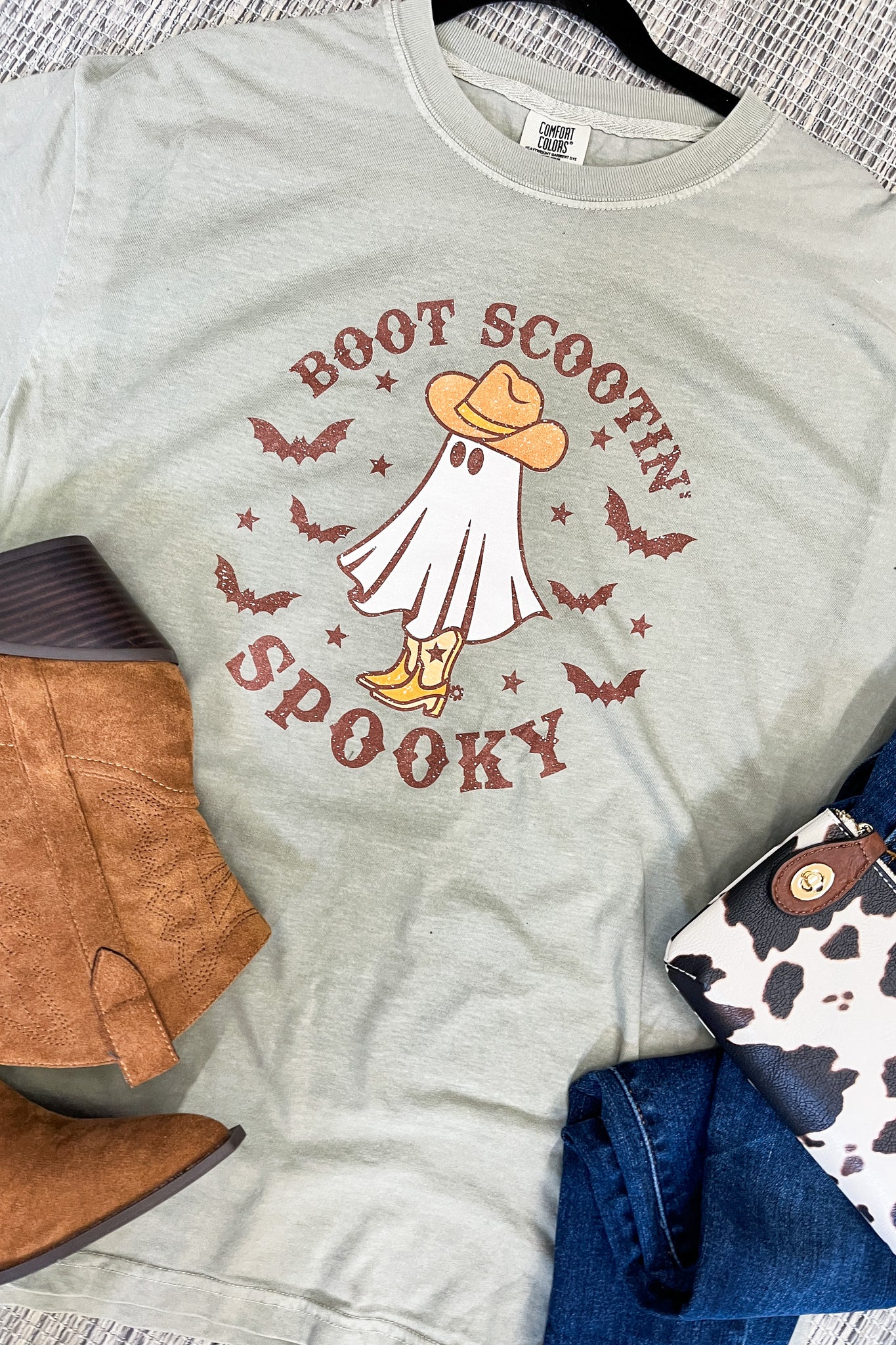 Boot Scootin Spooky Graphic Tee, Sandstone