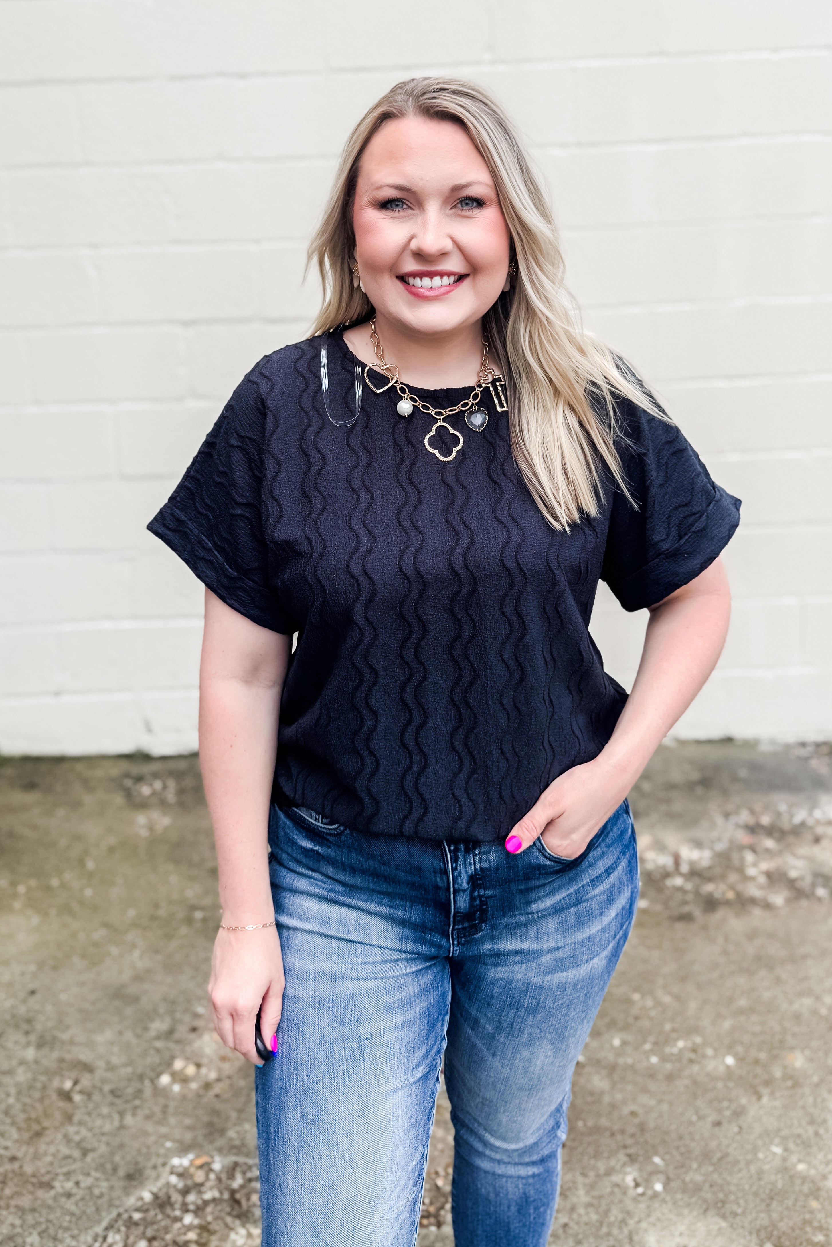 Go With the Flow Top, Black