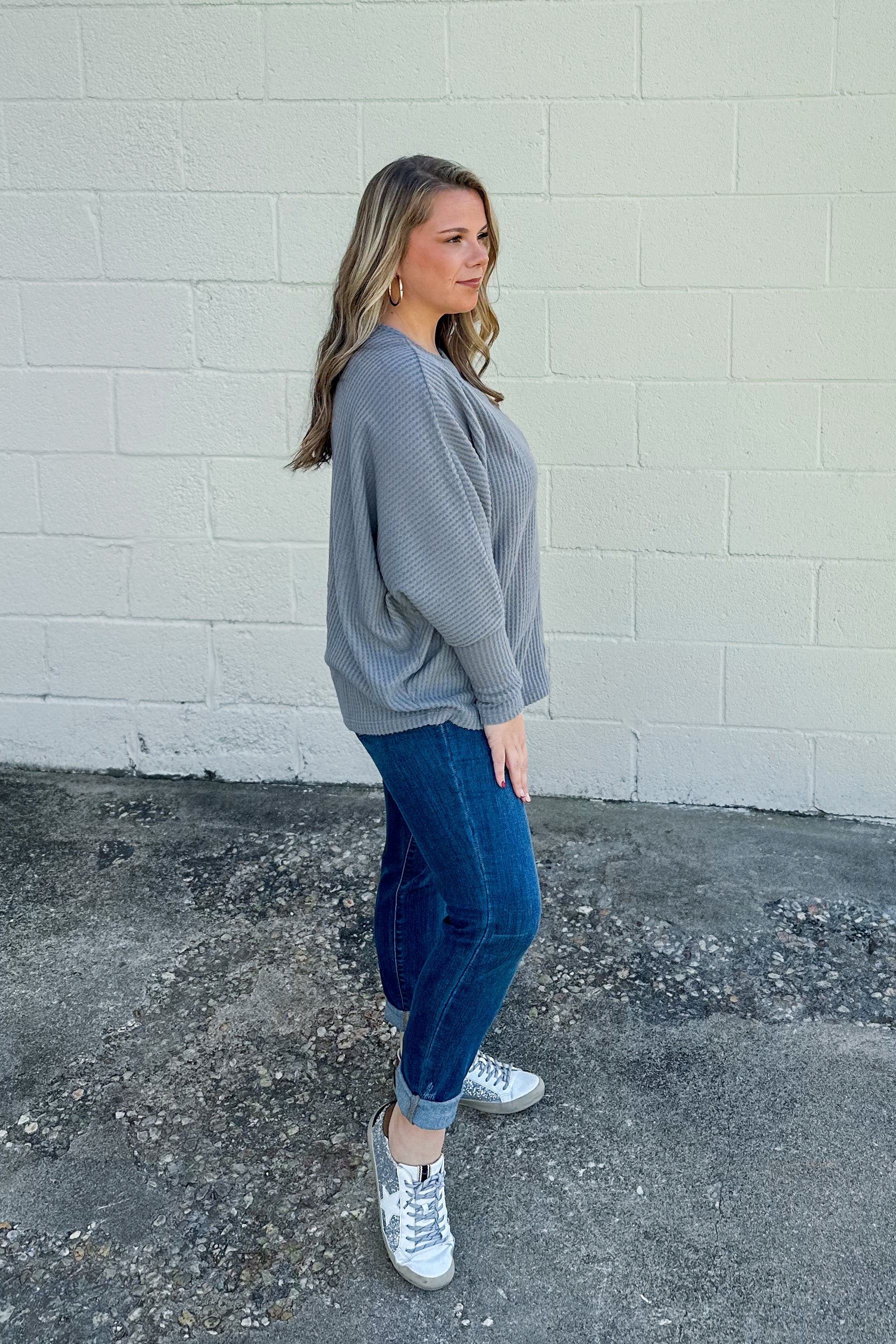 In Loving Arms Dolman Top, Grey