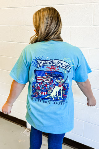 Liberty For All Graphic Tee, Sky Blue