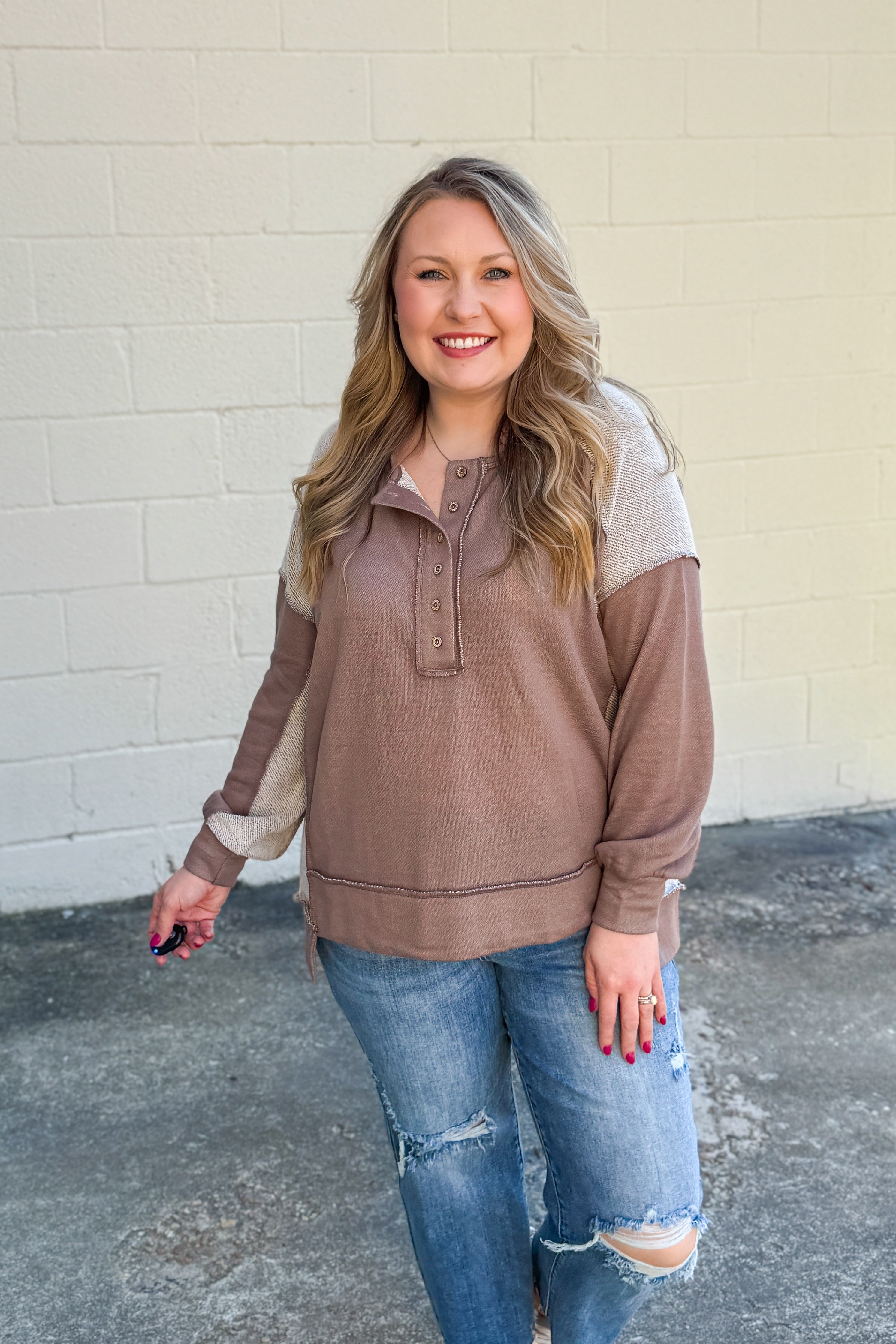 Feeling Neutral Color Block Top