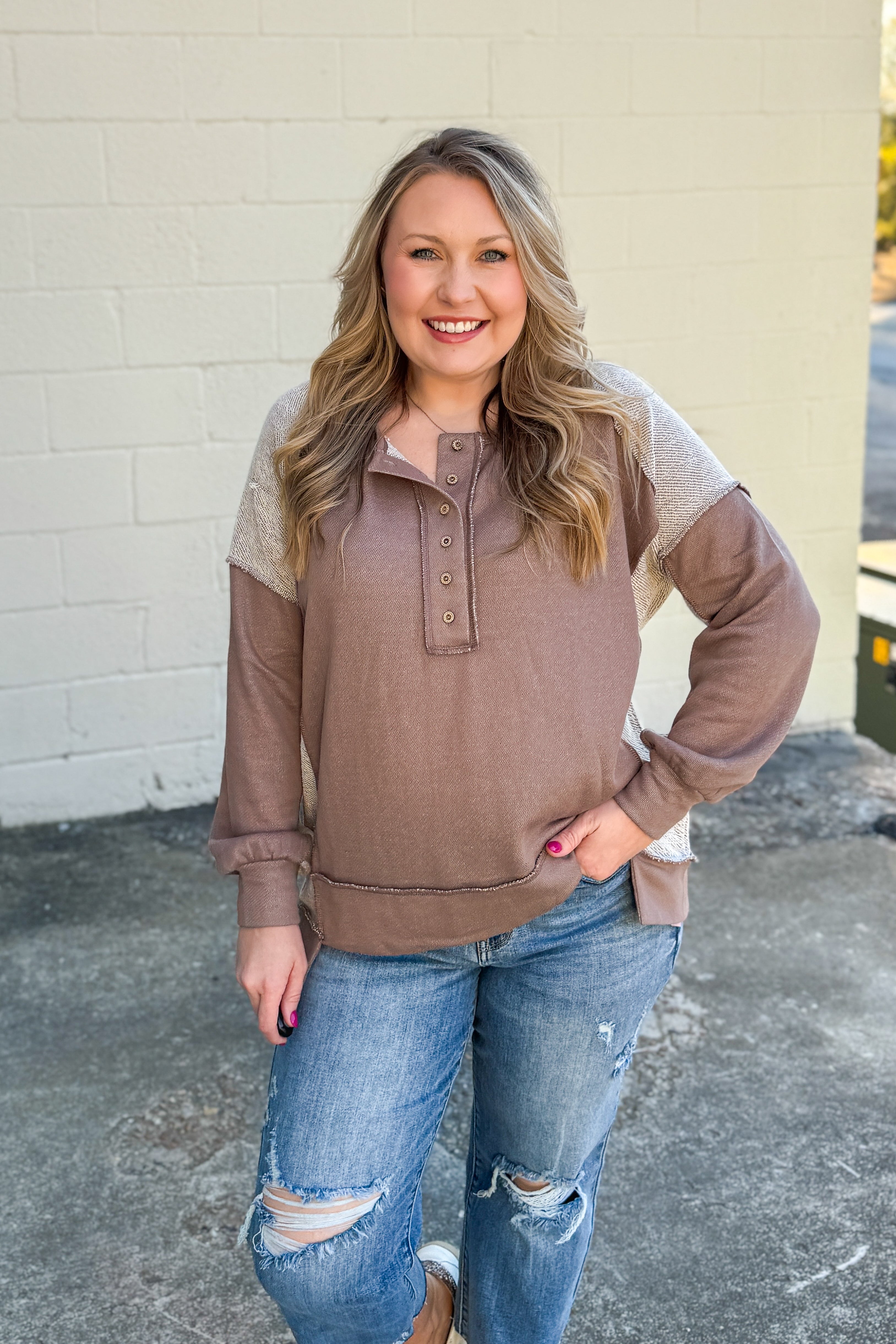 Feeling Neutral Color Block Top