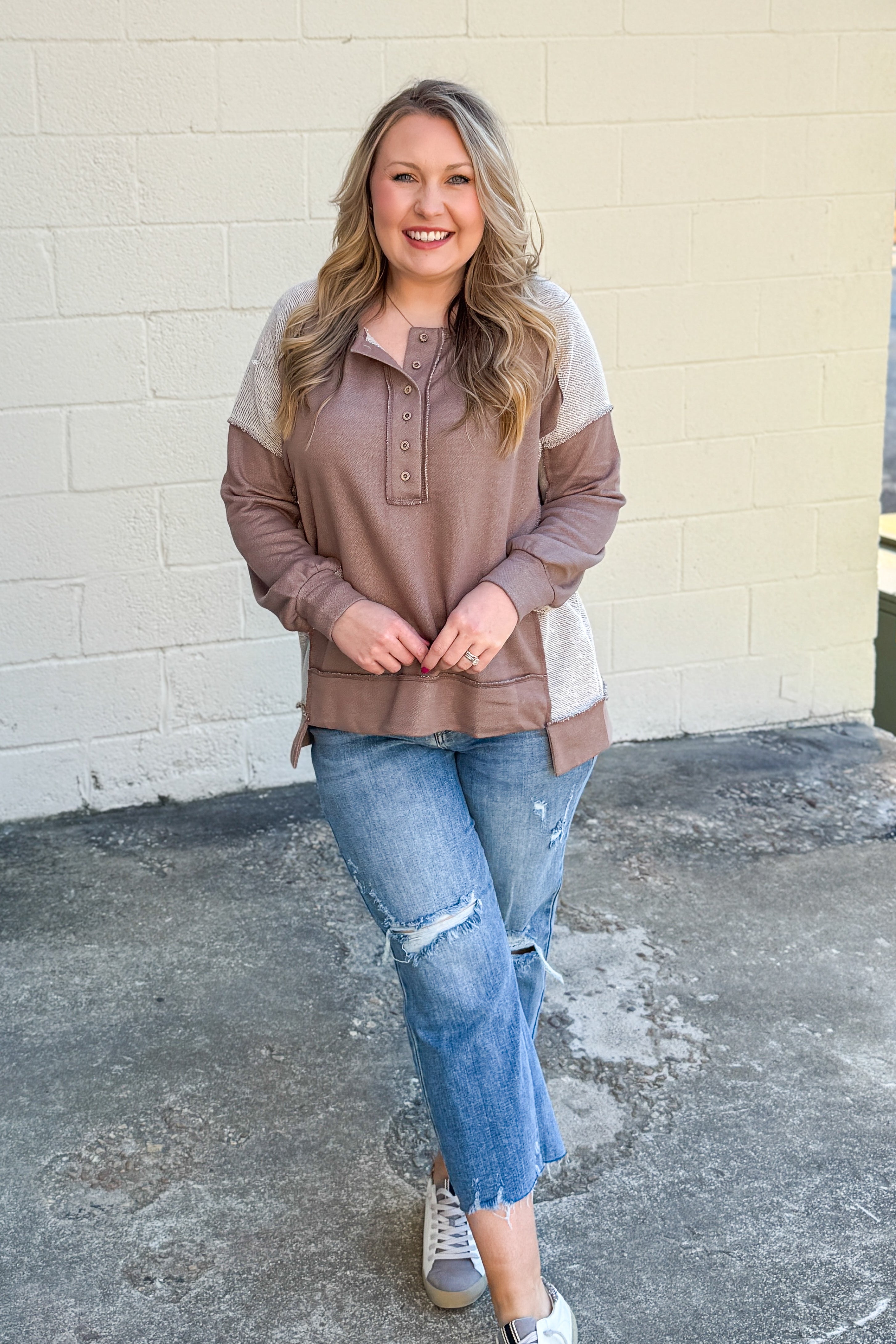 Feeling Neutral Color Block Top