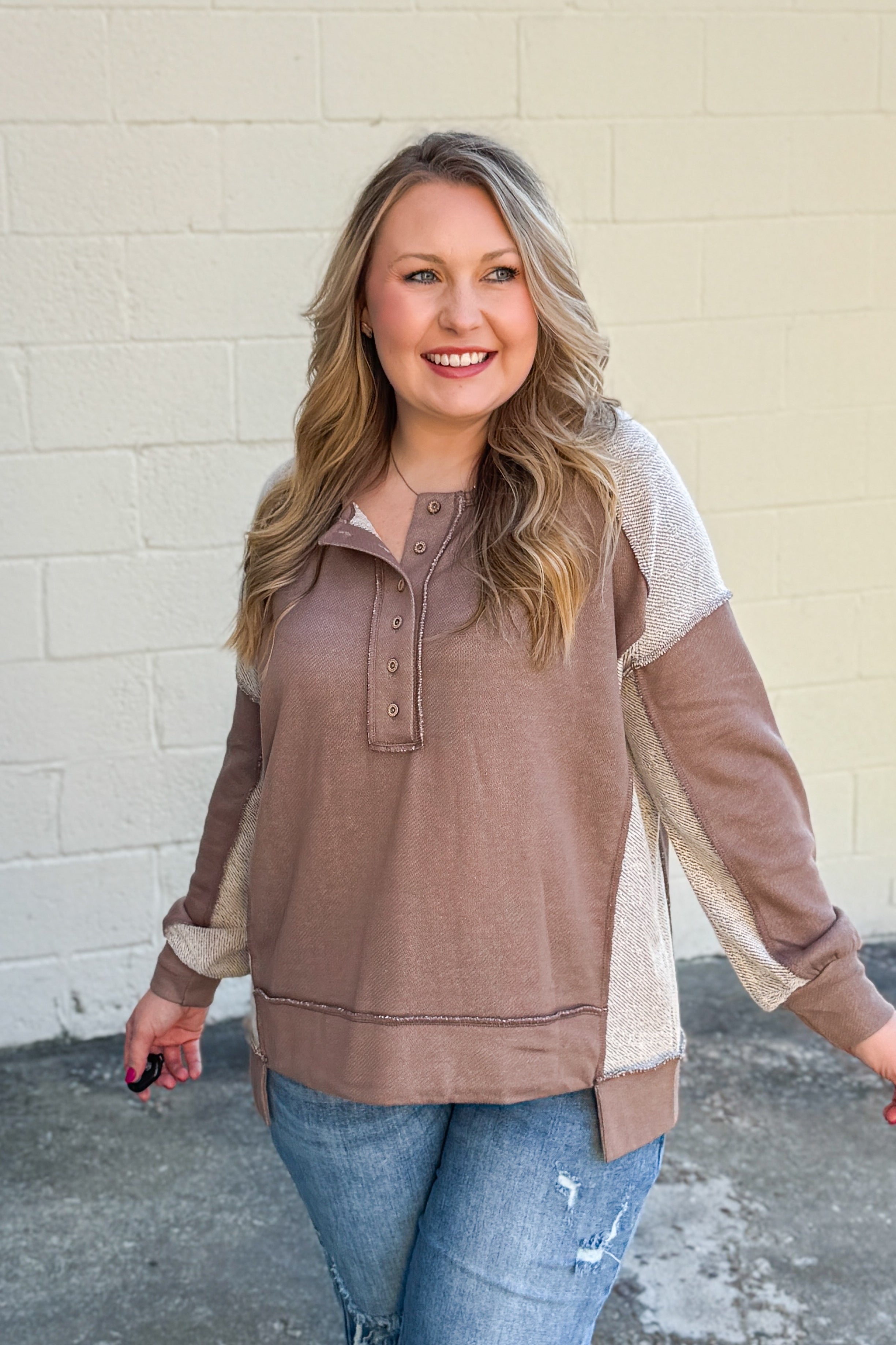 Feeling Neutral Color Block Top