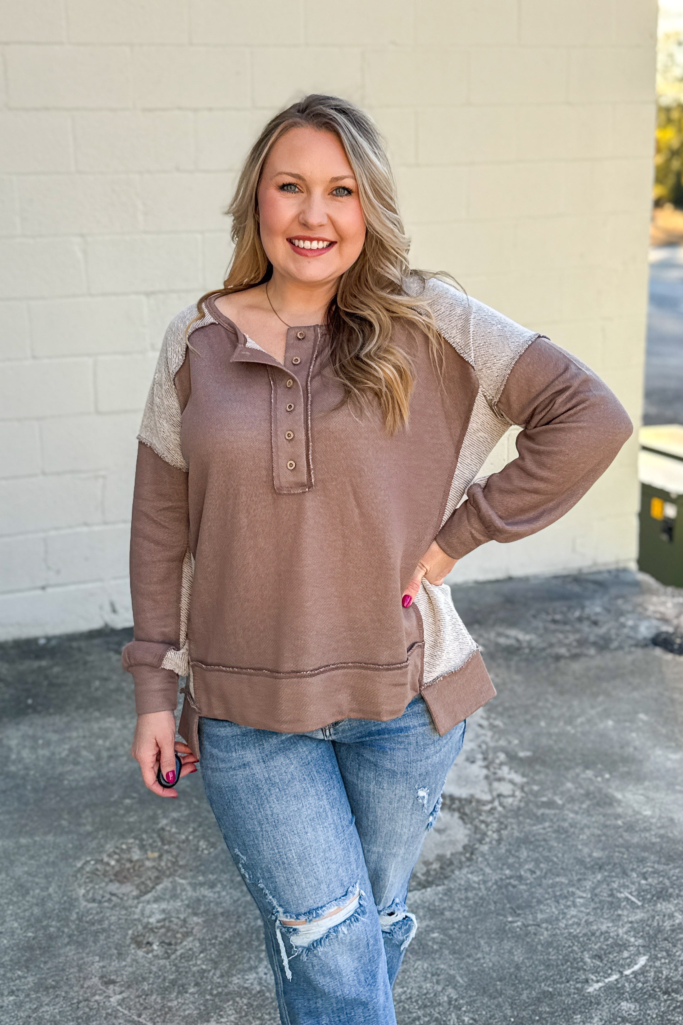 Feeling Neutral Color Block Top