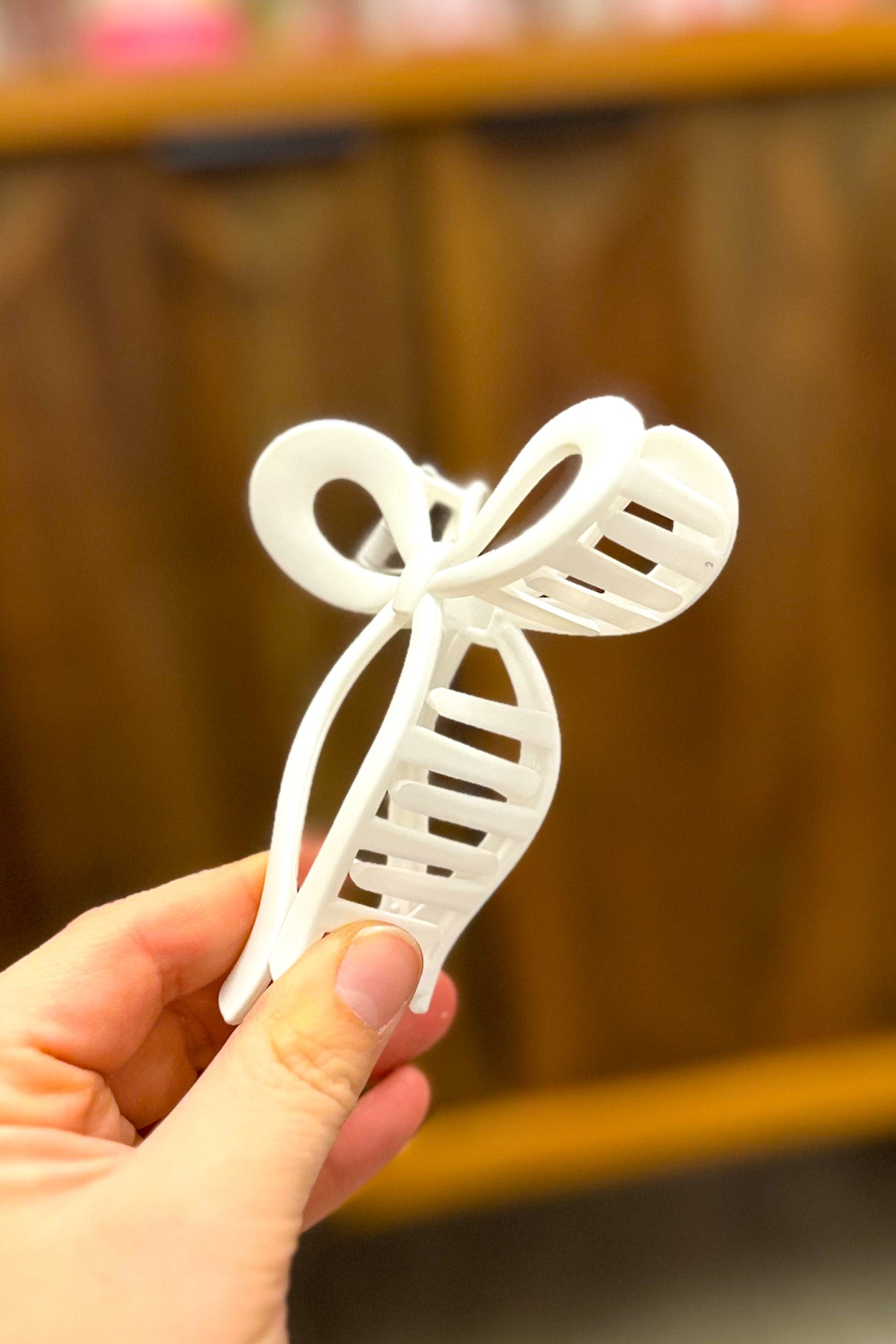 Matte Bow Hair Clip, Off White