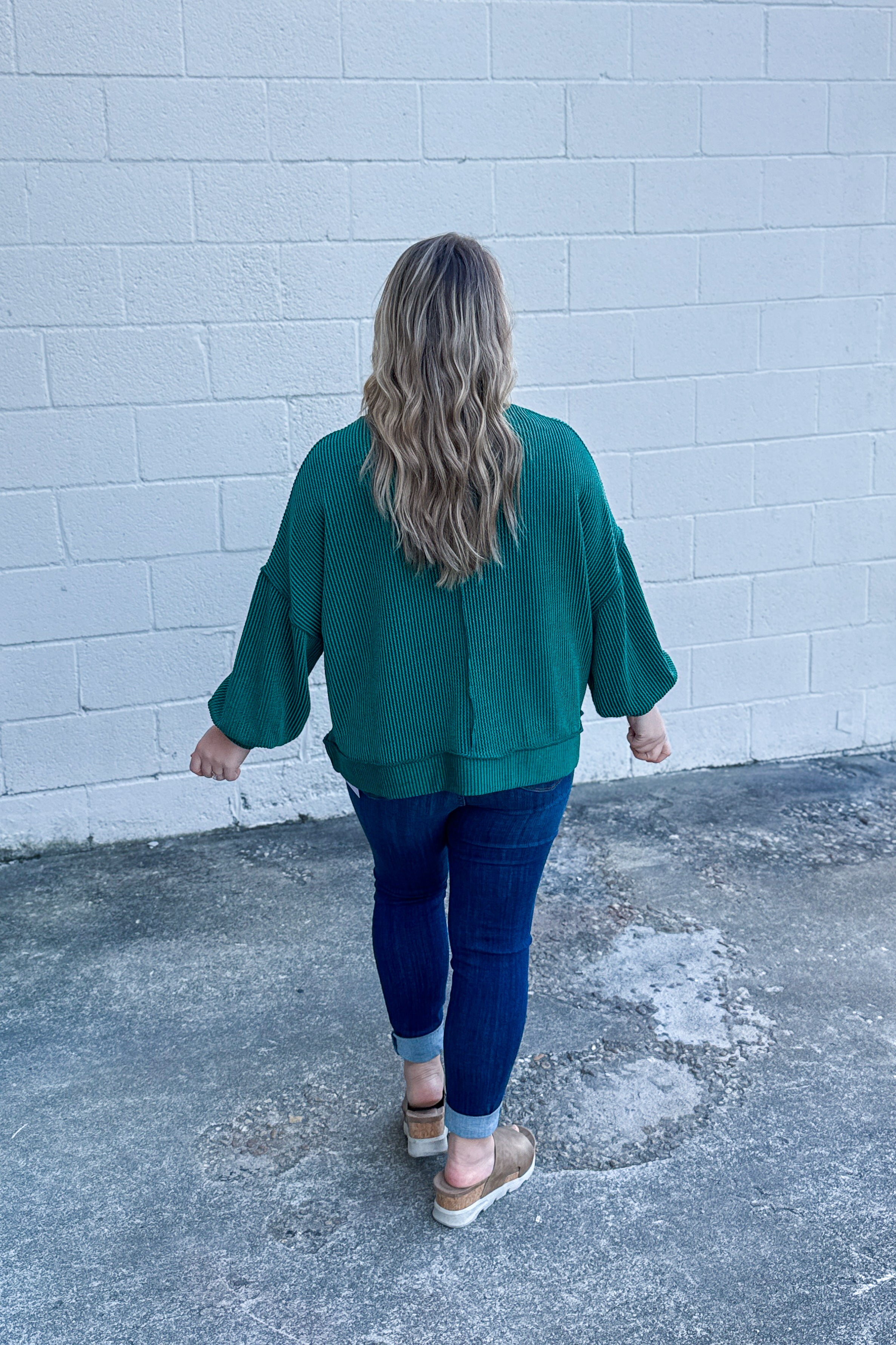 In A Dream Ribbed Pullover Top, Hunter Green