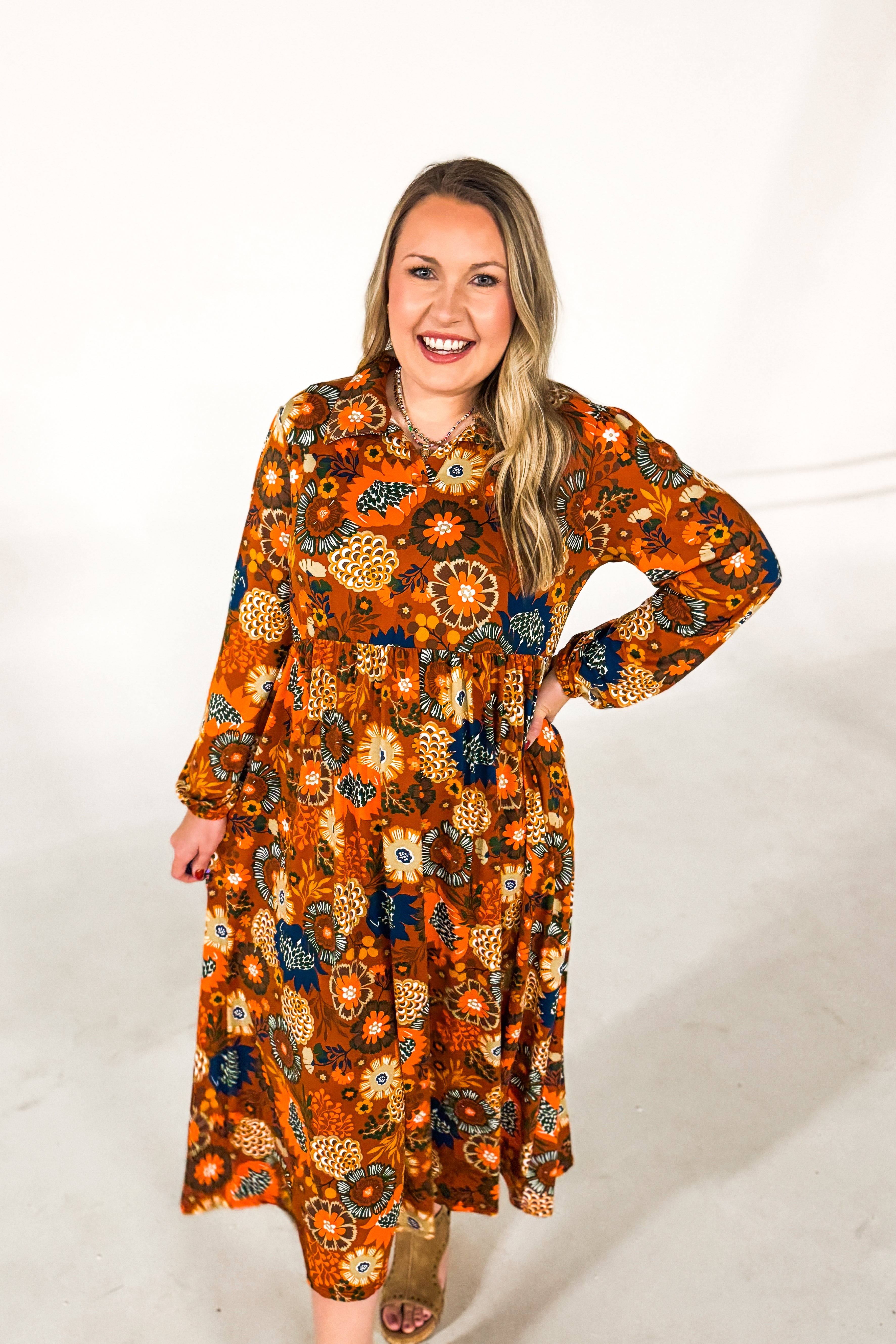 Autumn Glow Midi Dress