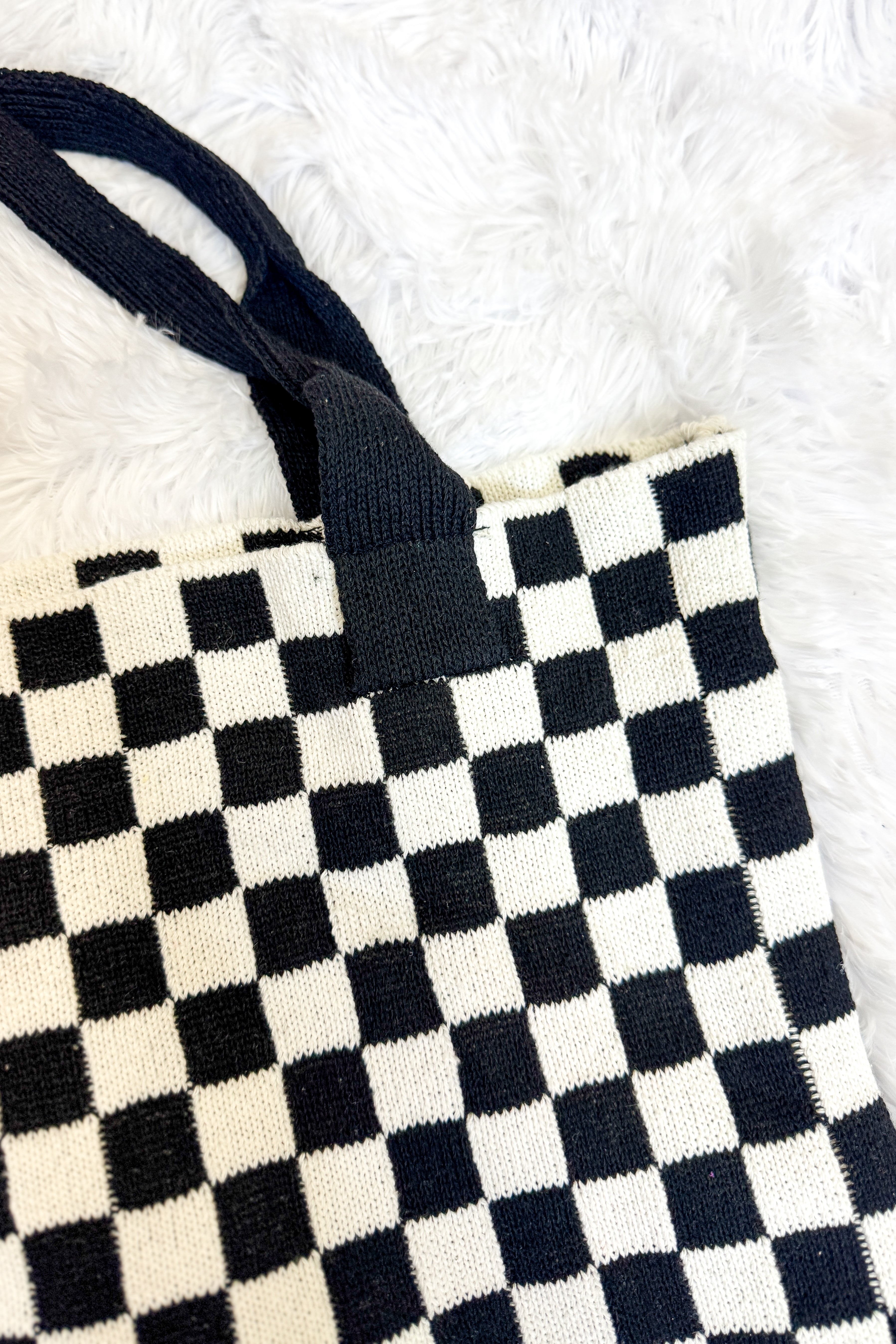 Knitted Checker Tote Bag