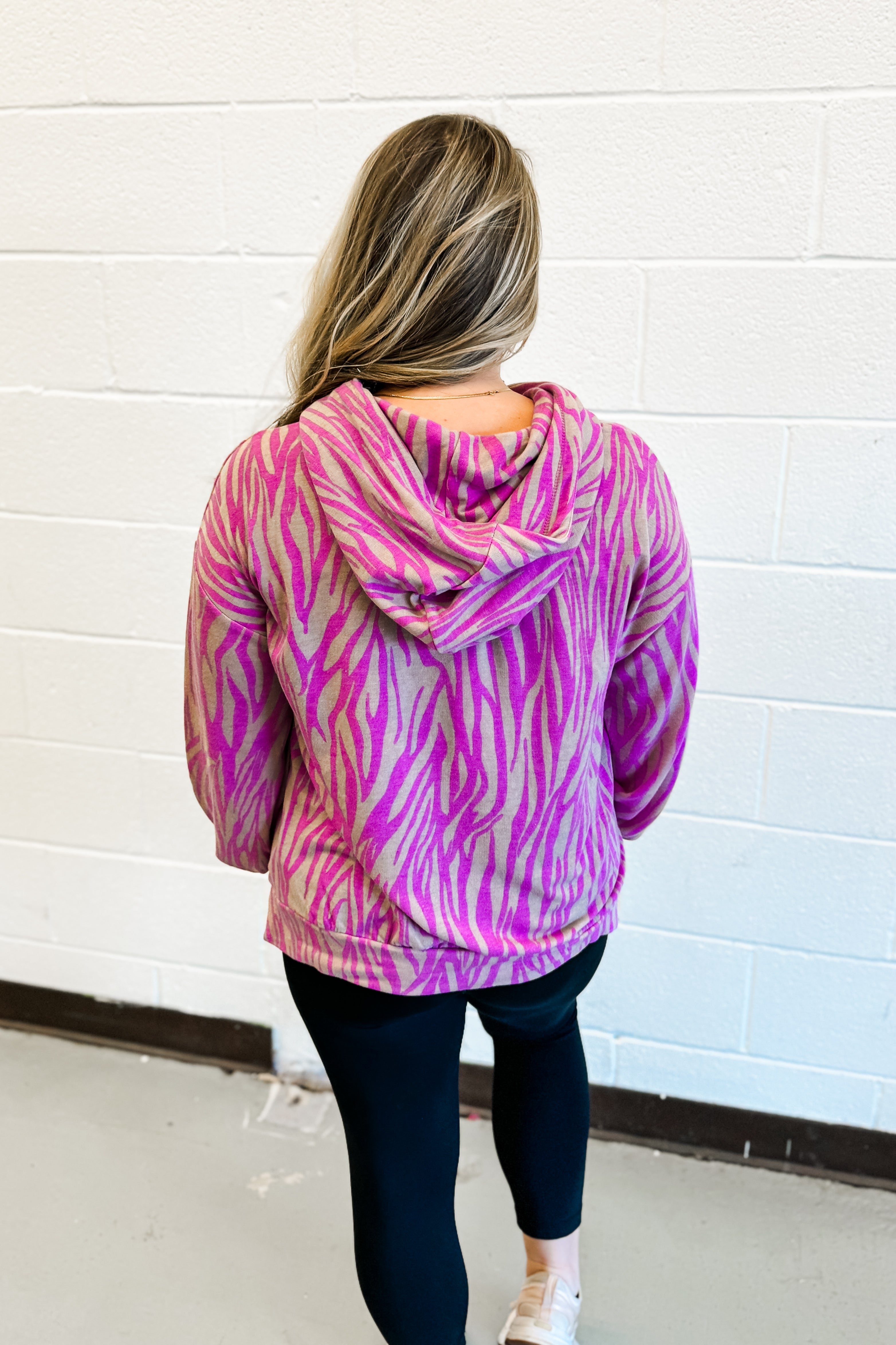 Steady Stripes Zebra Print Hoodie Top