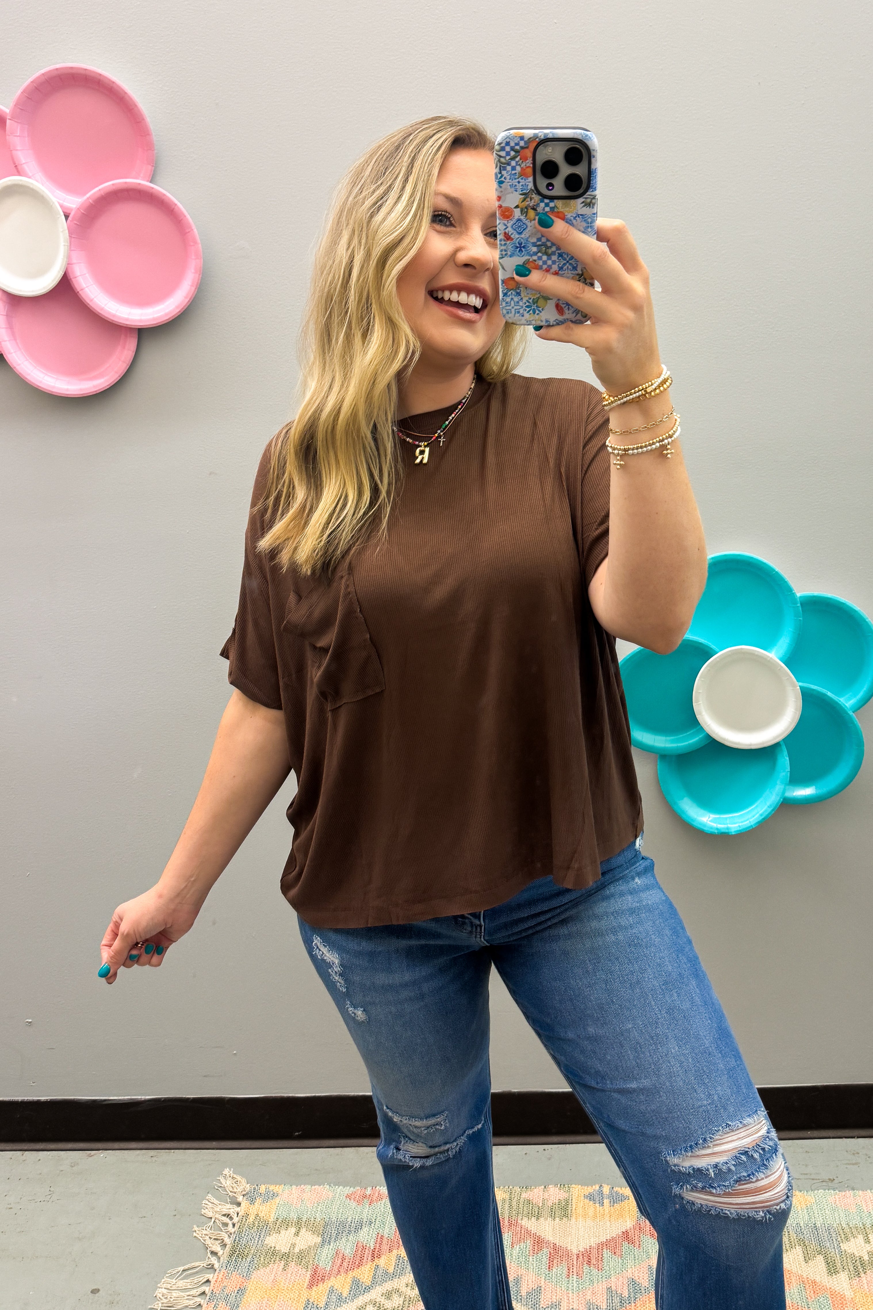 Rowan Pocket Top, Brown