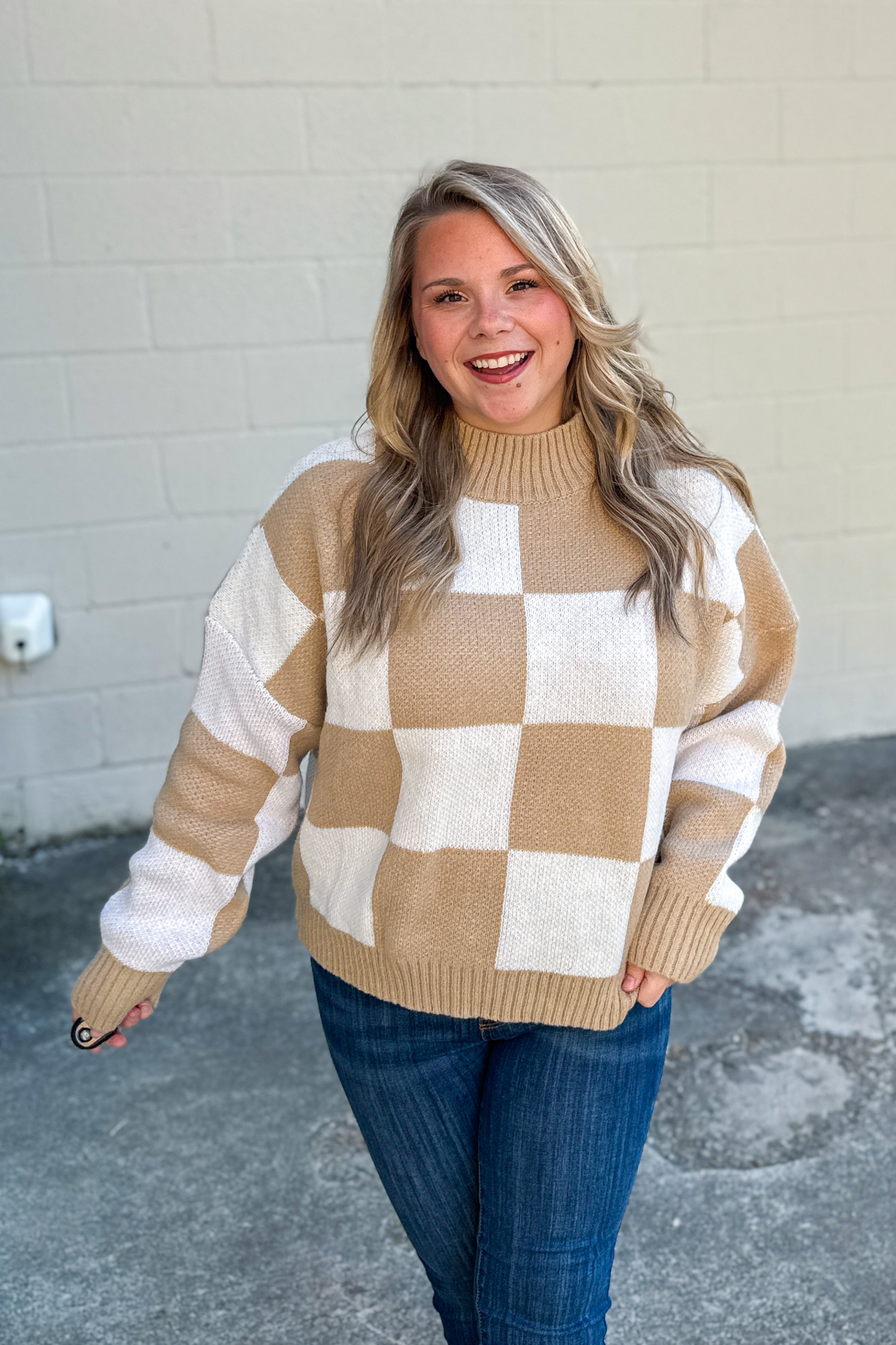 Sittin' Pretty Checker Sweater Top