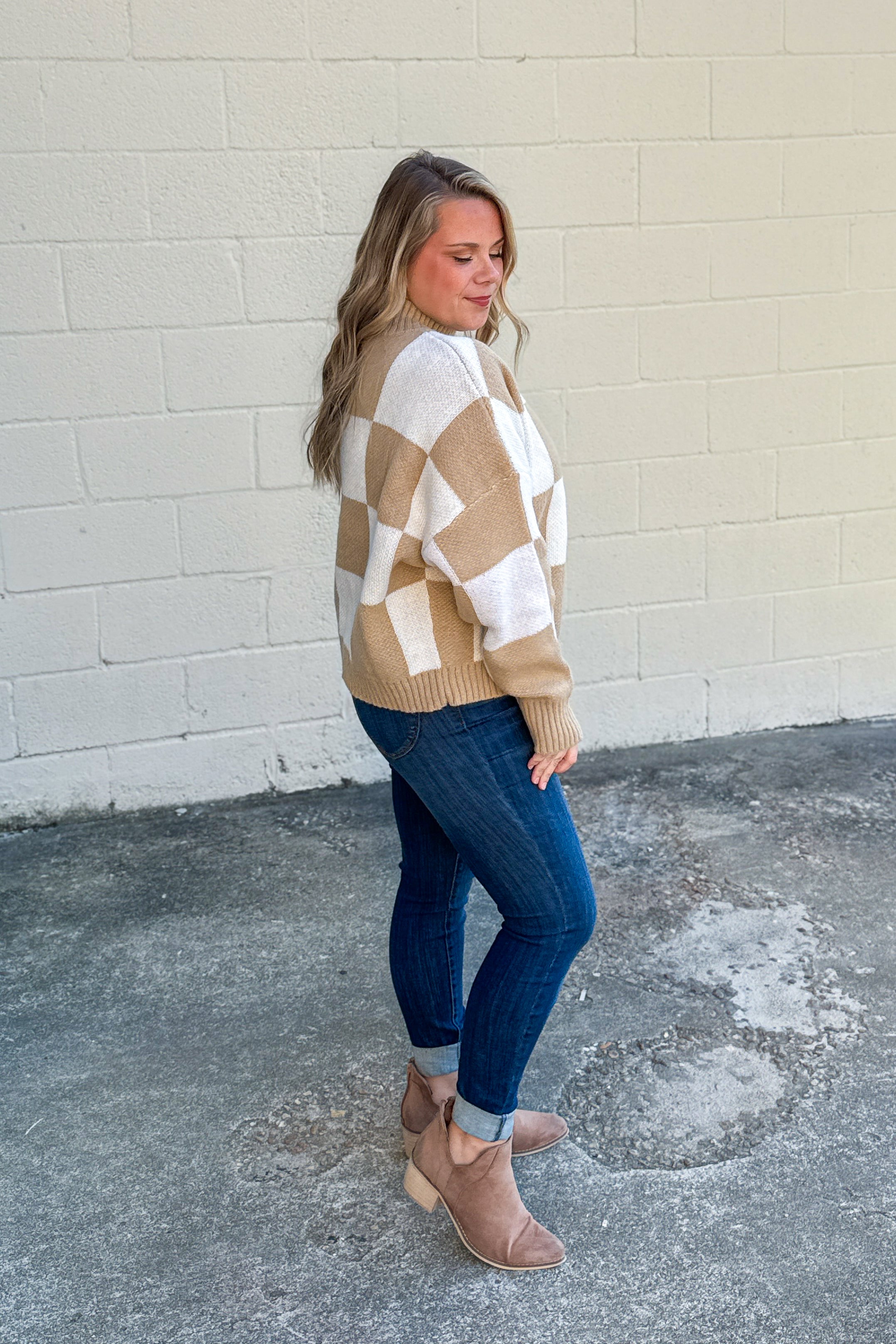 Sittin' Pretty Checker Sweater Top