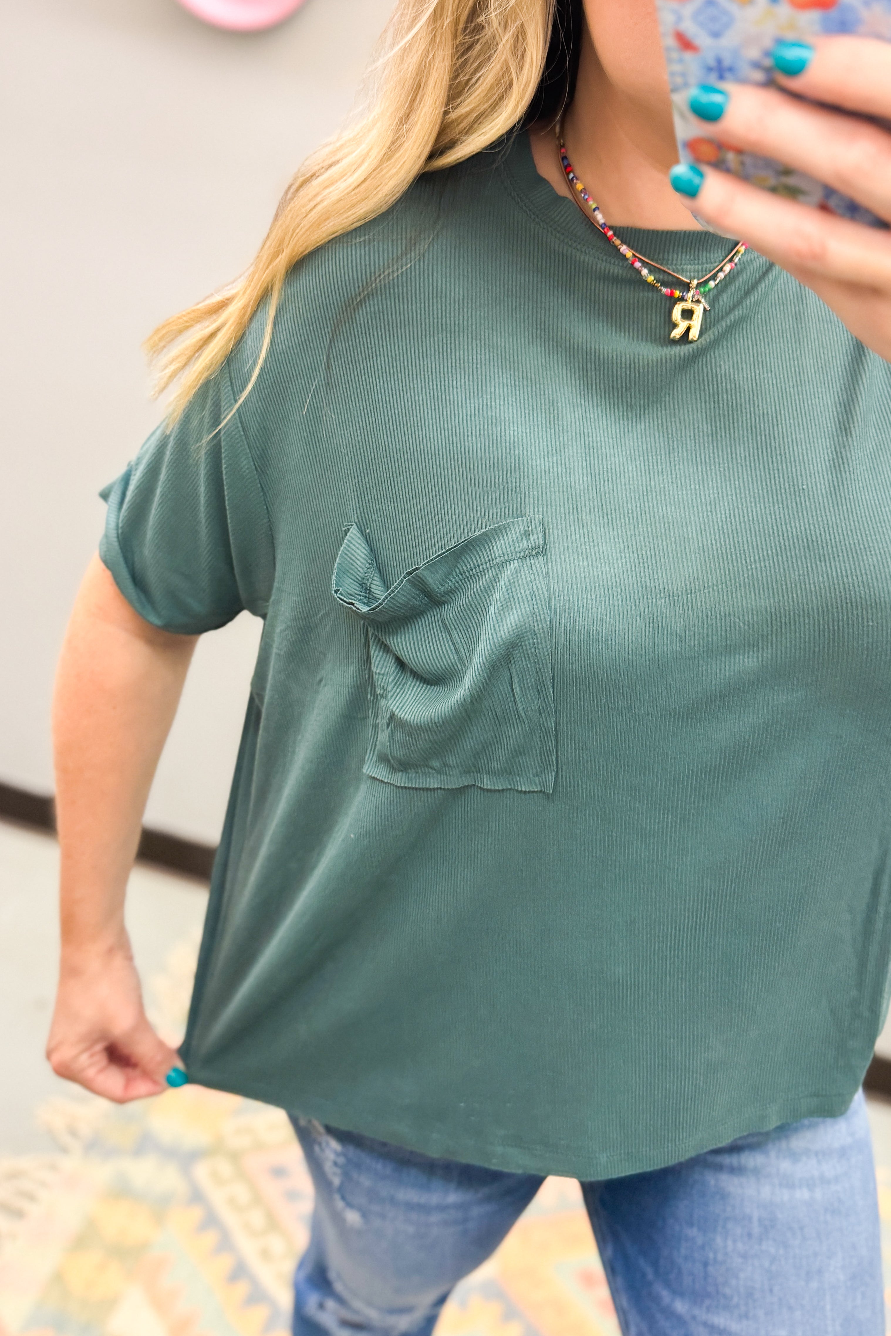 Rowan Pocket Top, Ash Jade