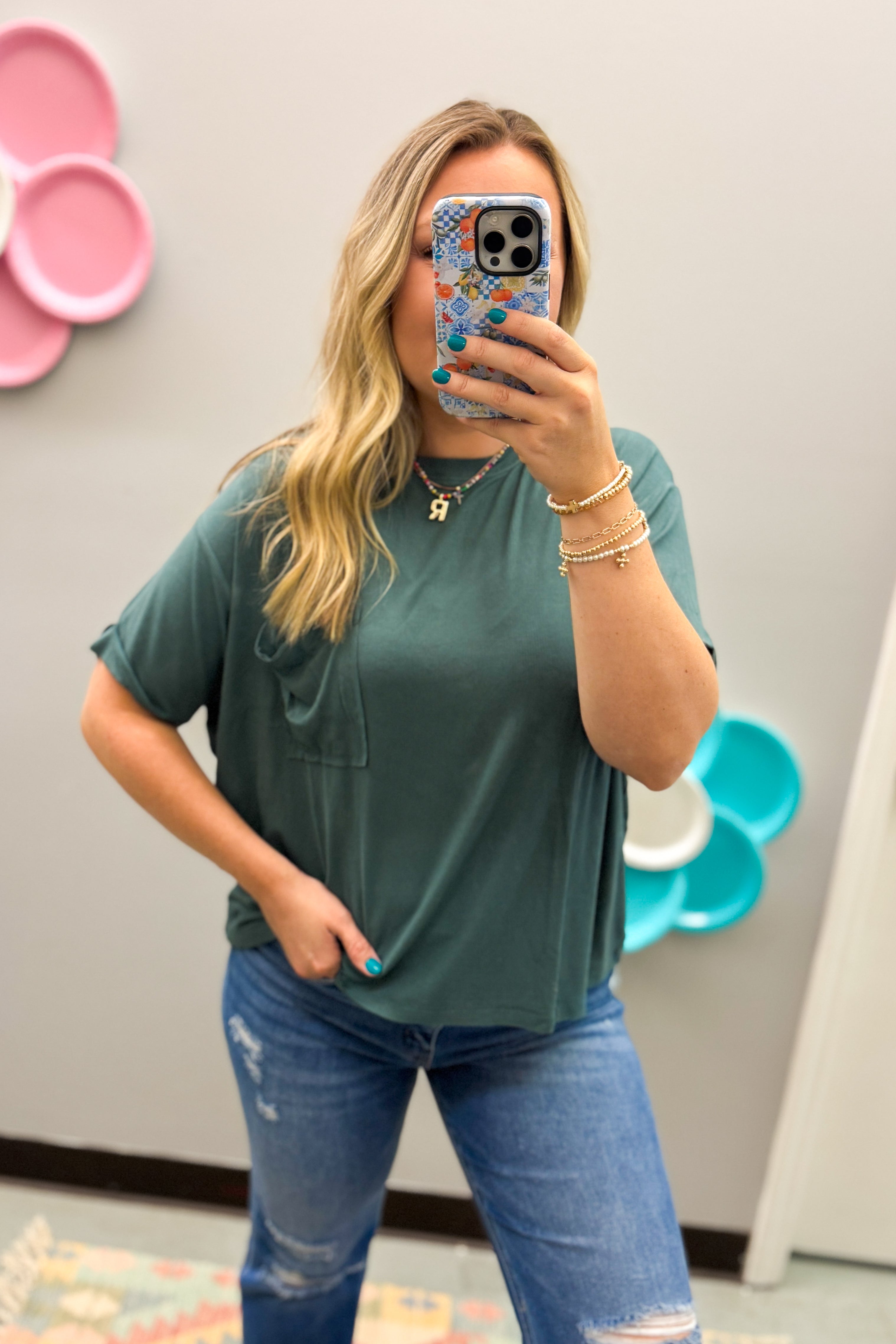 Rowan Pocket Top, Ash Jade
