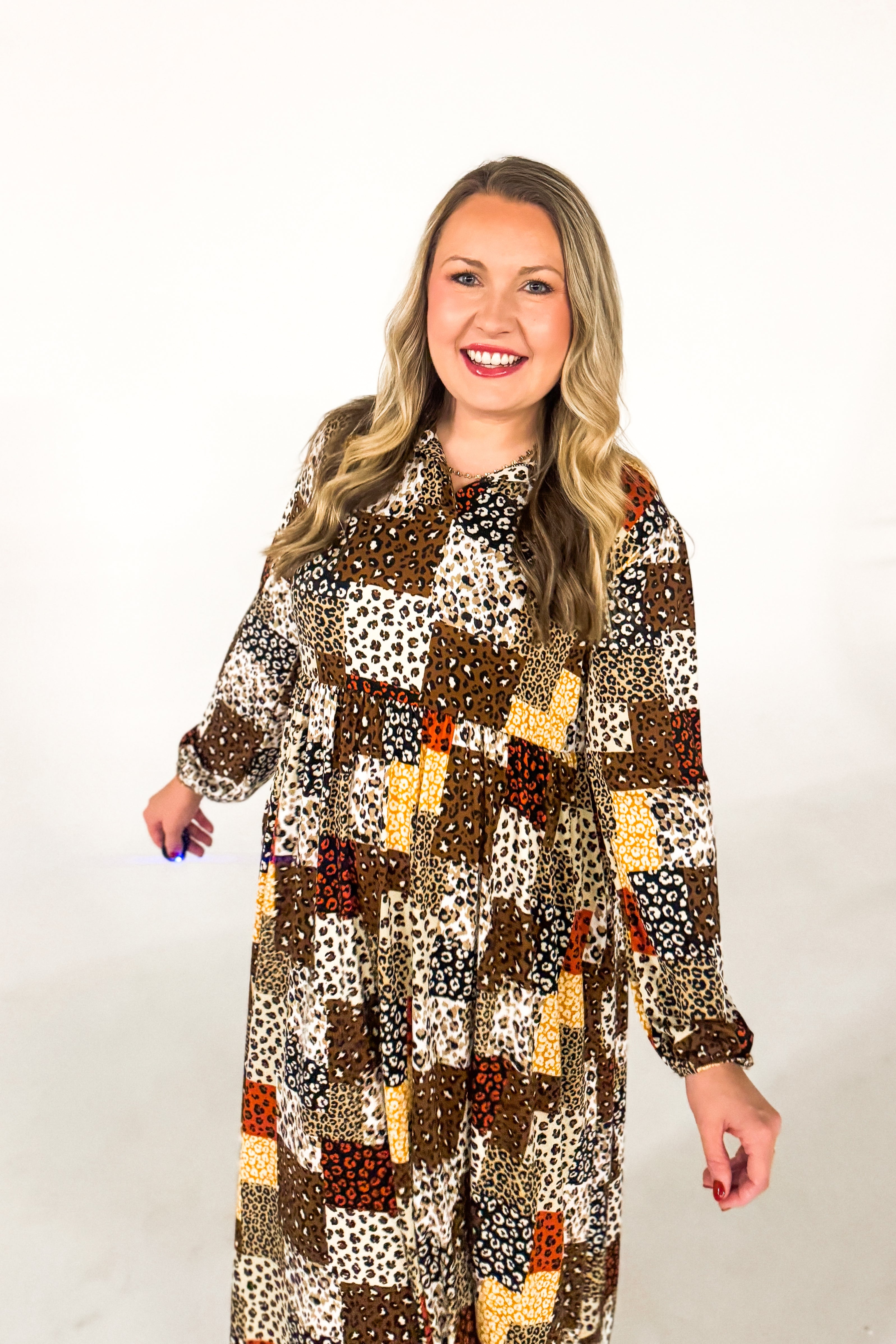 Safari Chic Leopard Patchwork Maxi Dress