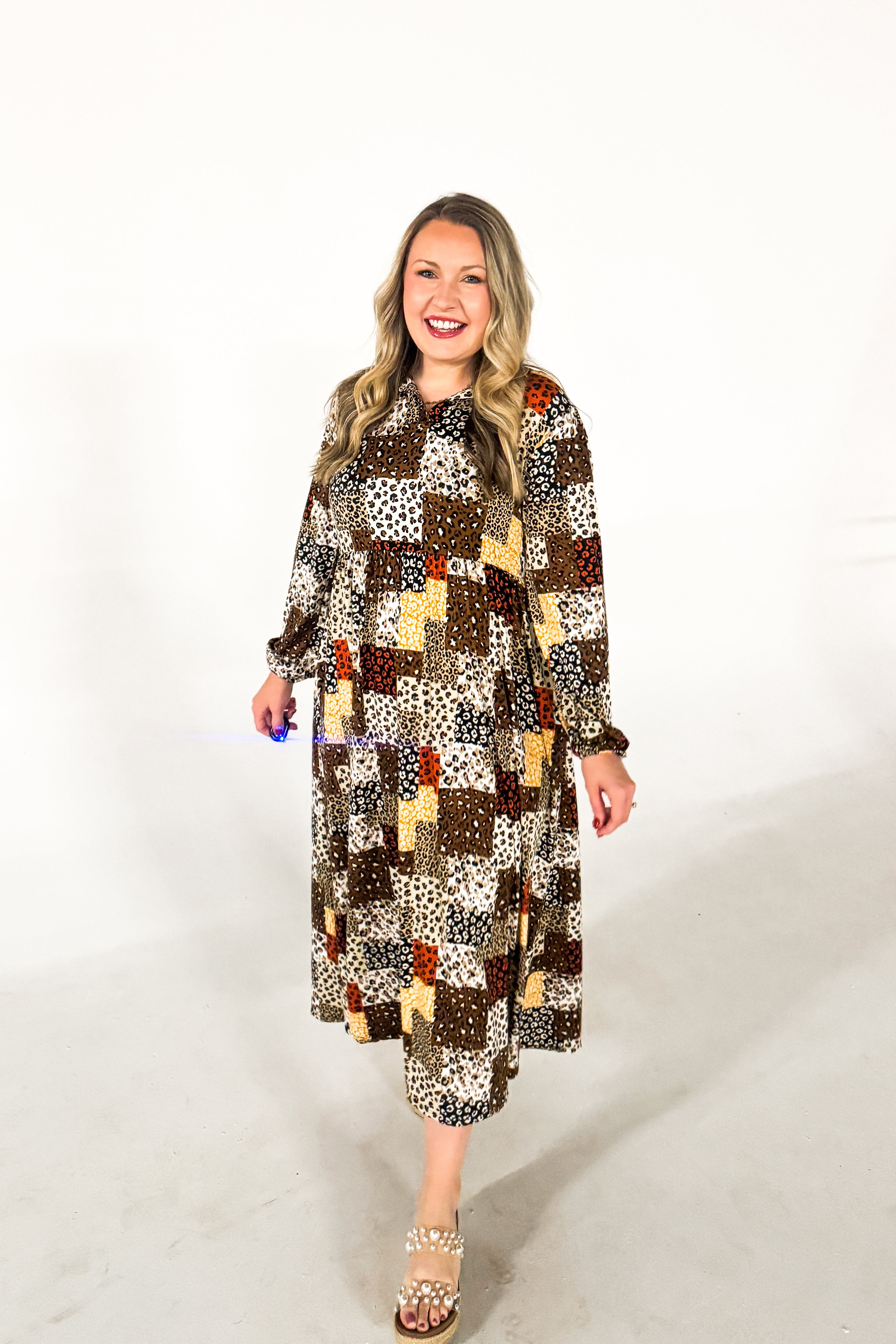 Safari Chic Leopard Patchwork Maxi Dress