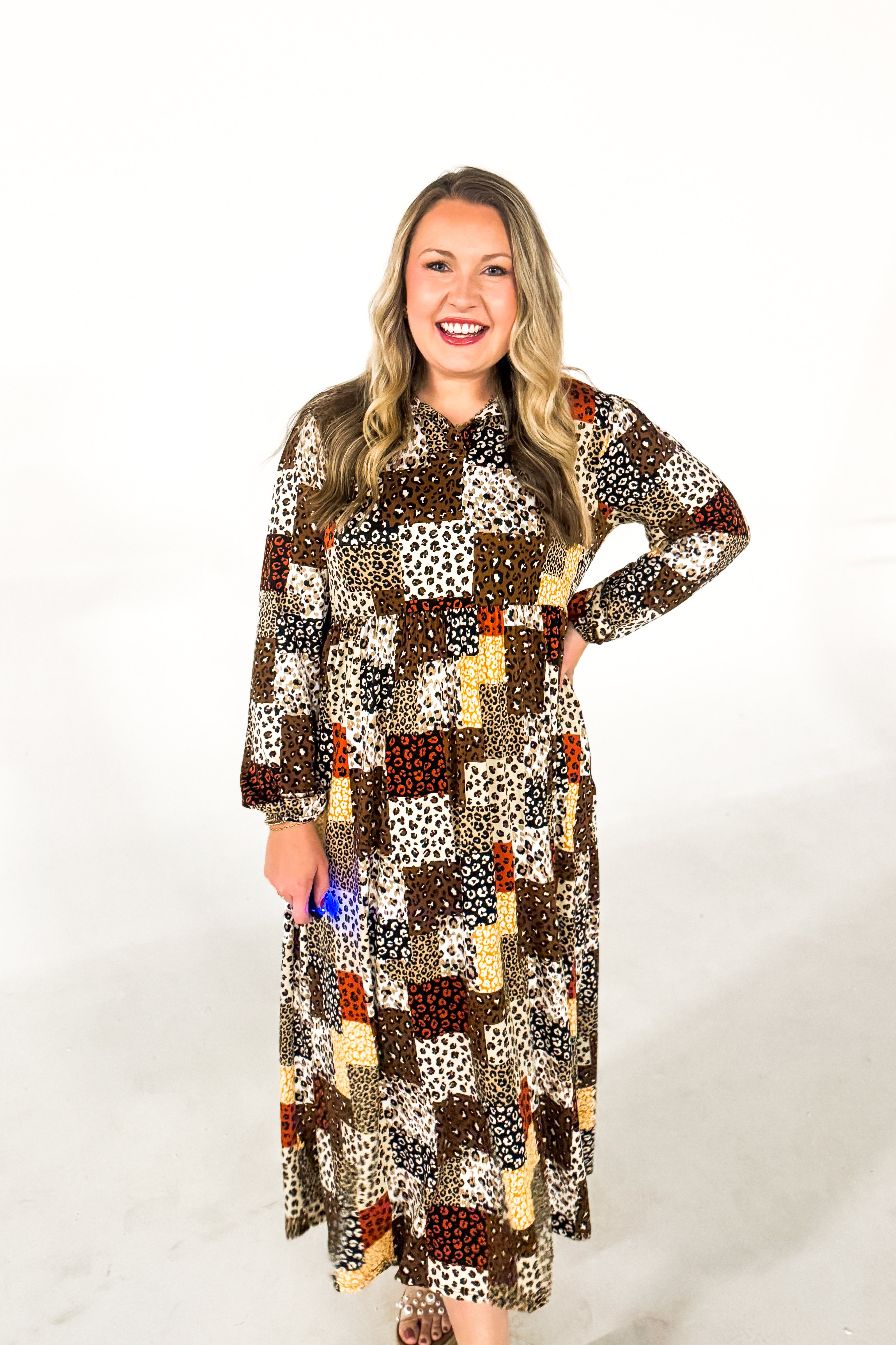 Safari Chic Leopard Patchwork Maxi Dress